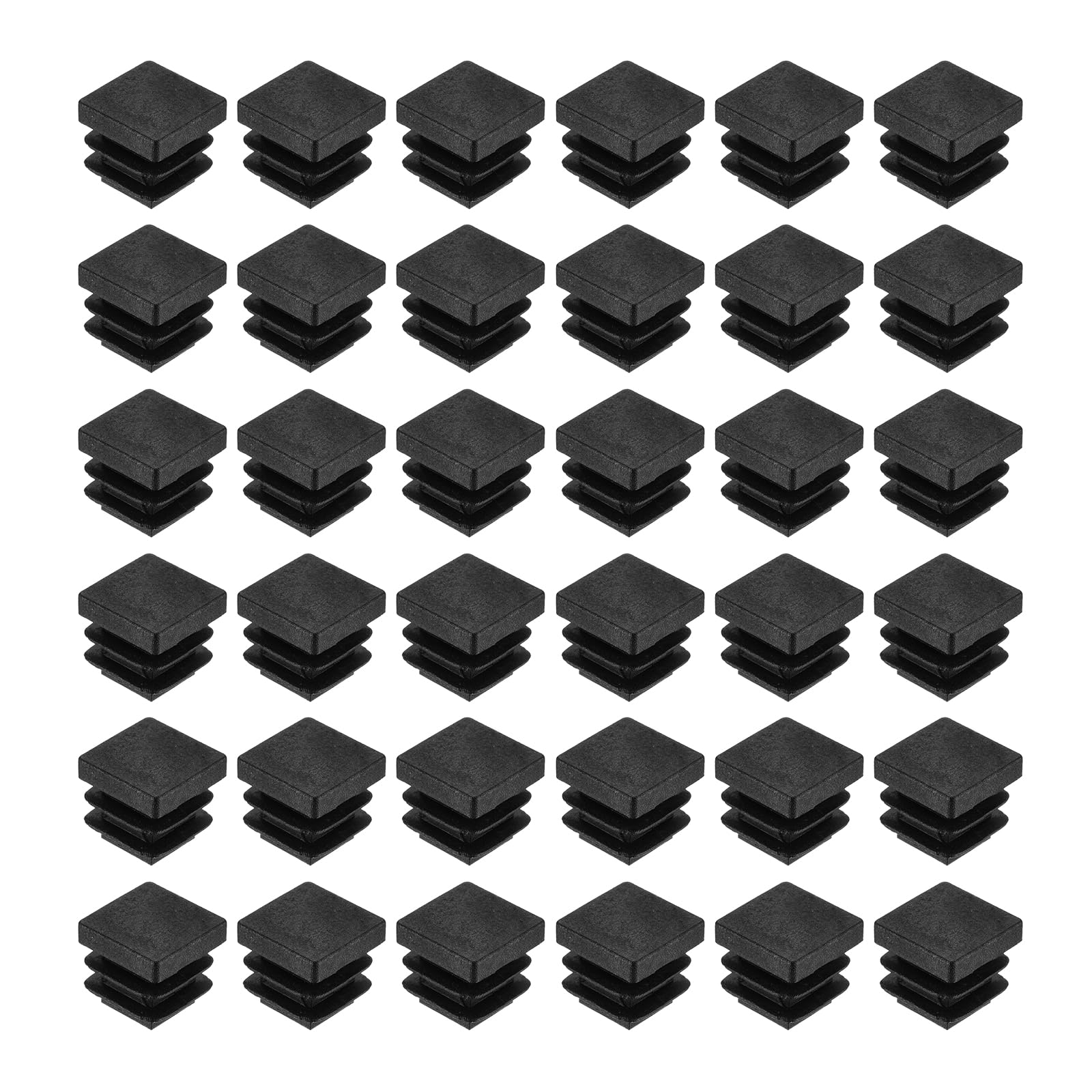 uxcell 48Pcs Square Plastic Plugs, 15.5 x 15.5mm/0.61 x 0.61inch PE Pipe Tubing End Caps for 11-13mm/0.43-0.51inch Square Tube Furniture Chair Leg, Black
