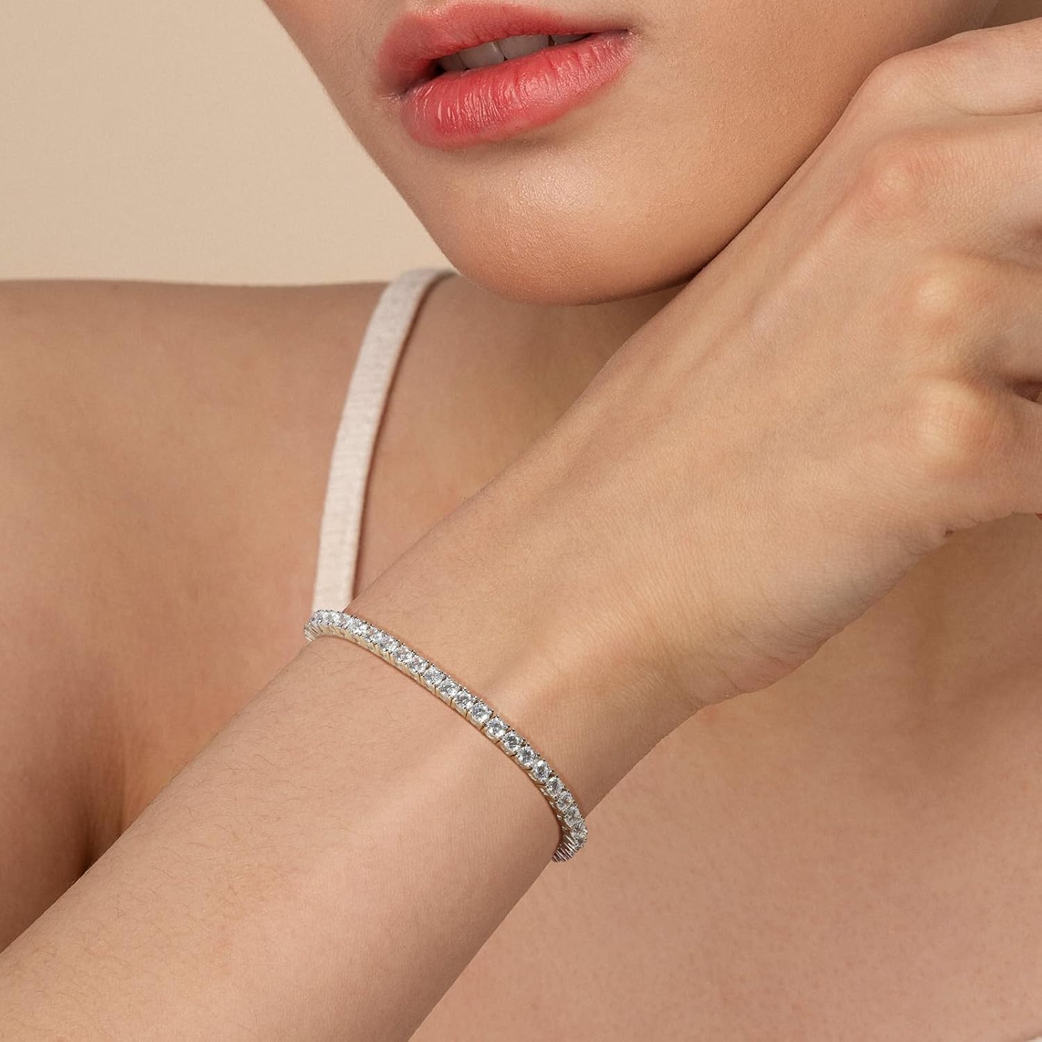3MM Cubic Zirconia Tennis Bracelet for Women and Men, Classic Tennis Bracelet Small Wrist Size 6-7.5 inches - Image 2