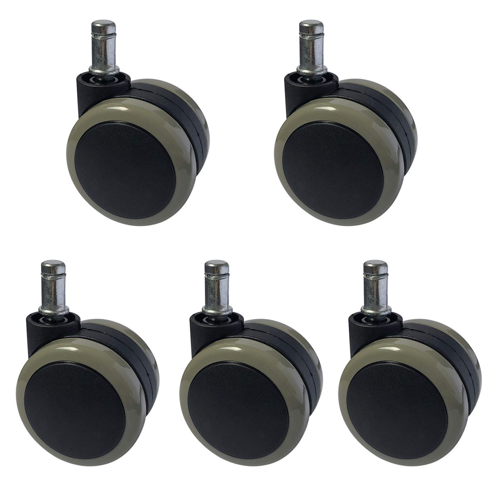 Lot de 5 roulettes pivotantes universelles de rechange en polyuréthane pour chaises de bureau, capacité de charge de 120 kg, accessoires de chaise pour les virages et la mobilité