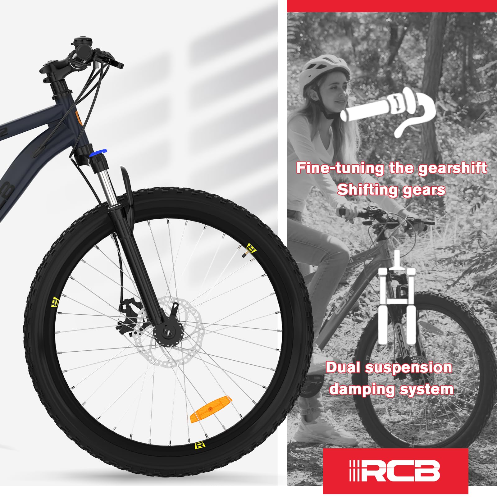 RCB GK2 26"-Mountainbike, 21-Gang-Kettenschaltung, Aluminiumrahmen, Federgabel, mechanische Scheibenbremsen, Getränkehalter, ideal für Freizeit und Fitness, geeignet für Jugendliche und Erwachsene