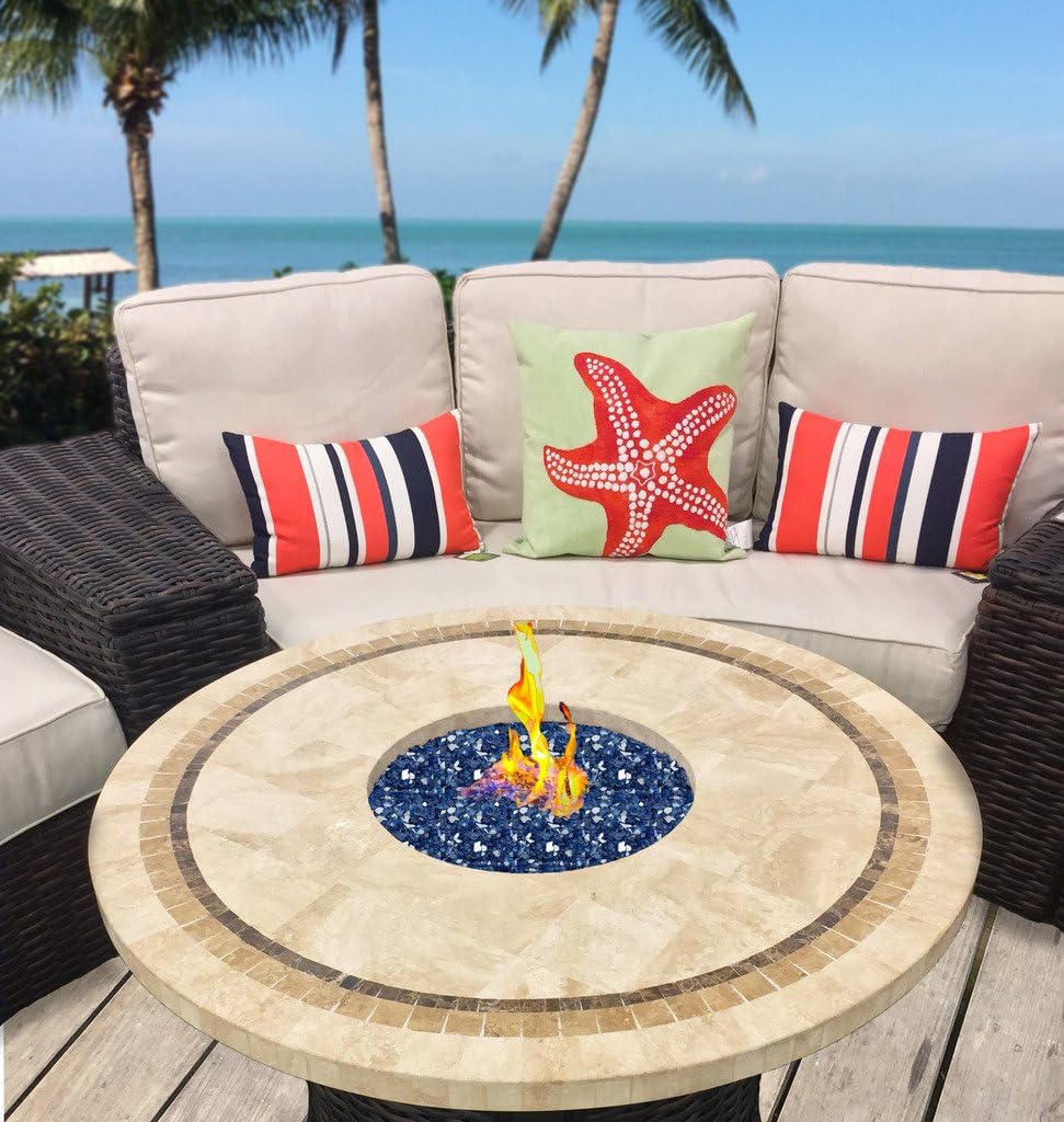 Margo Outdoor Living 10 lb 1/4" Caribbean Blue Reflective Fire Glass for Natural or Propane Fire Pit Fireplace Tempered Glass