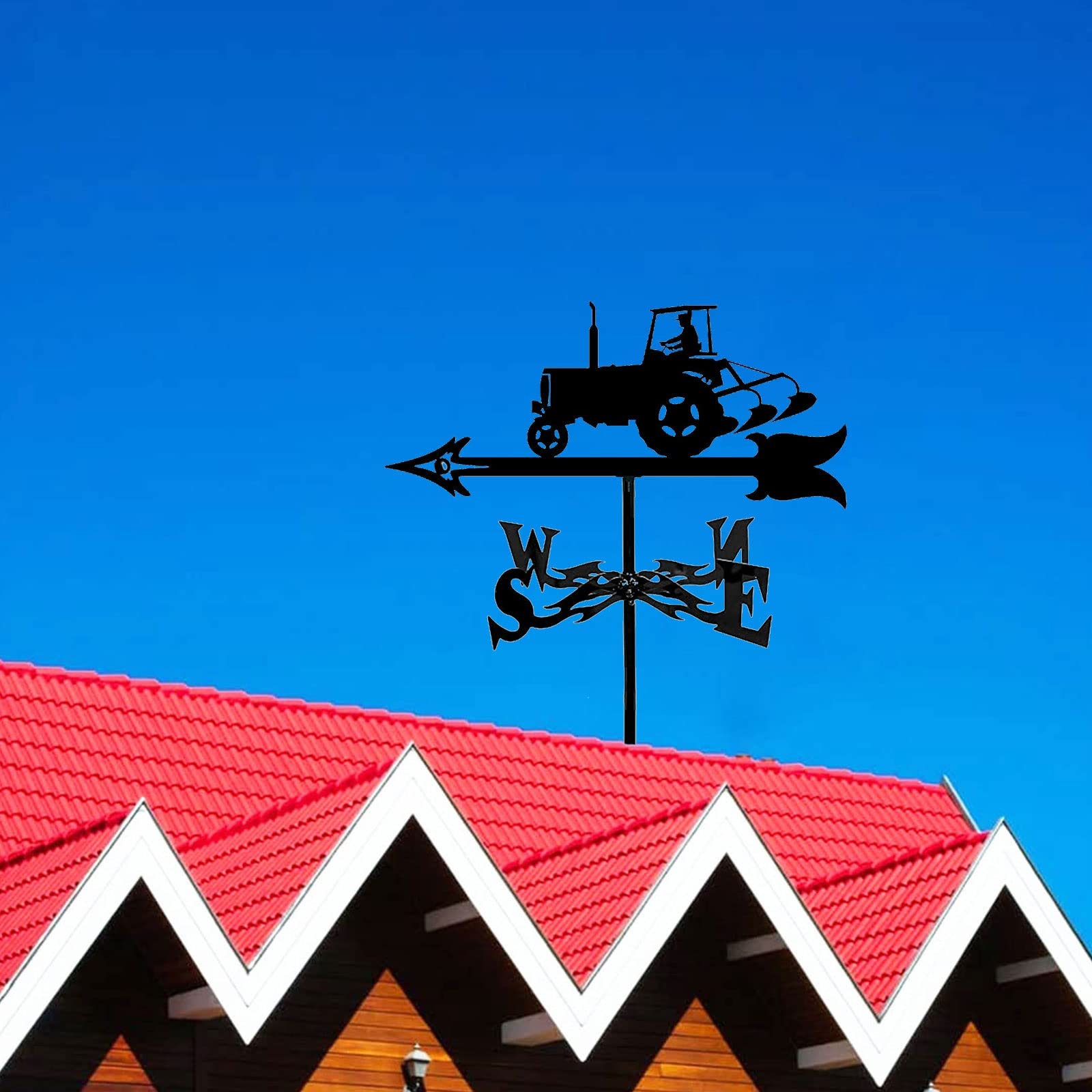 WIQUYBML Tractor Weathervanes Wrought Iron Roof Weather Vane, with Satin Weathervane, Metal Vane Wind Direction Indicator