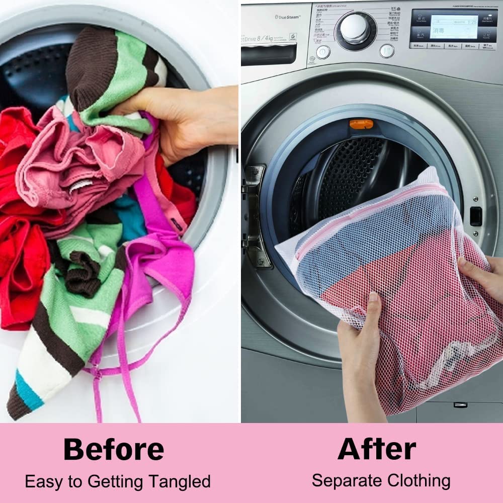 FAB ELLITE Delicates Mesh Laundry Bags | Reusable Washing Machine Wash Bags for Bras, Underwear, Hosiery, Blouses, Jeans & Baby Clothes | Durable Travel Laundry Bags with Zipper Closure (Pack of 3) 4