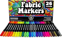 Marcadores de tecido, canetas permanentes de tecido sem sangramento para roupas, roupas de bebê, lona, estofados, camisetas, sapatos e muito mais, conjunto de 26 peças para artistas e crianças, ideal