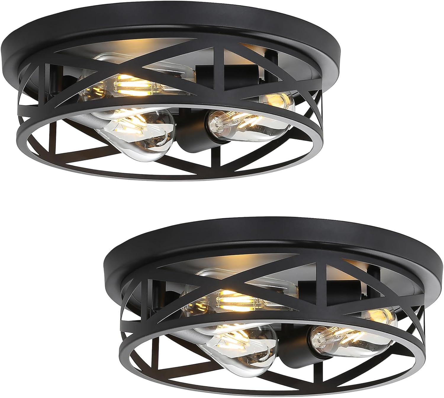 13 inch Black Flush Mount Ceiling Light Fixtures,3-Light Modern Hallway Light Fixtures Ceiling, Black Light Fixture Ceiling Mount for Farmhouse,Kitchen, Bedroom 2 Pack Black 2 pack