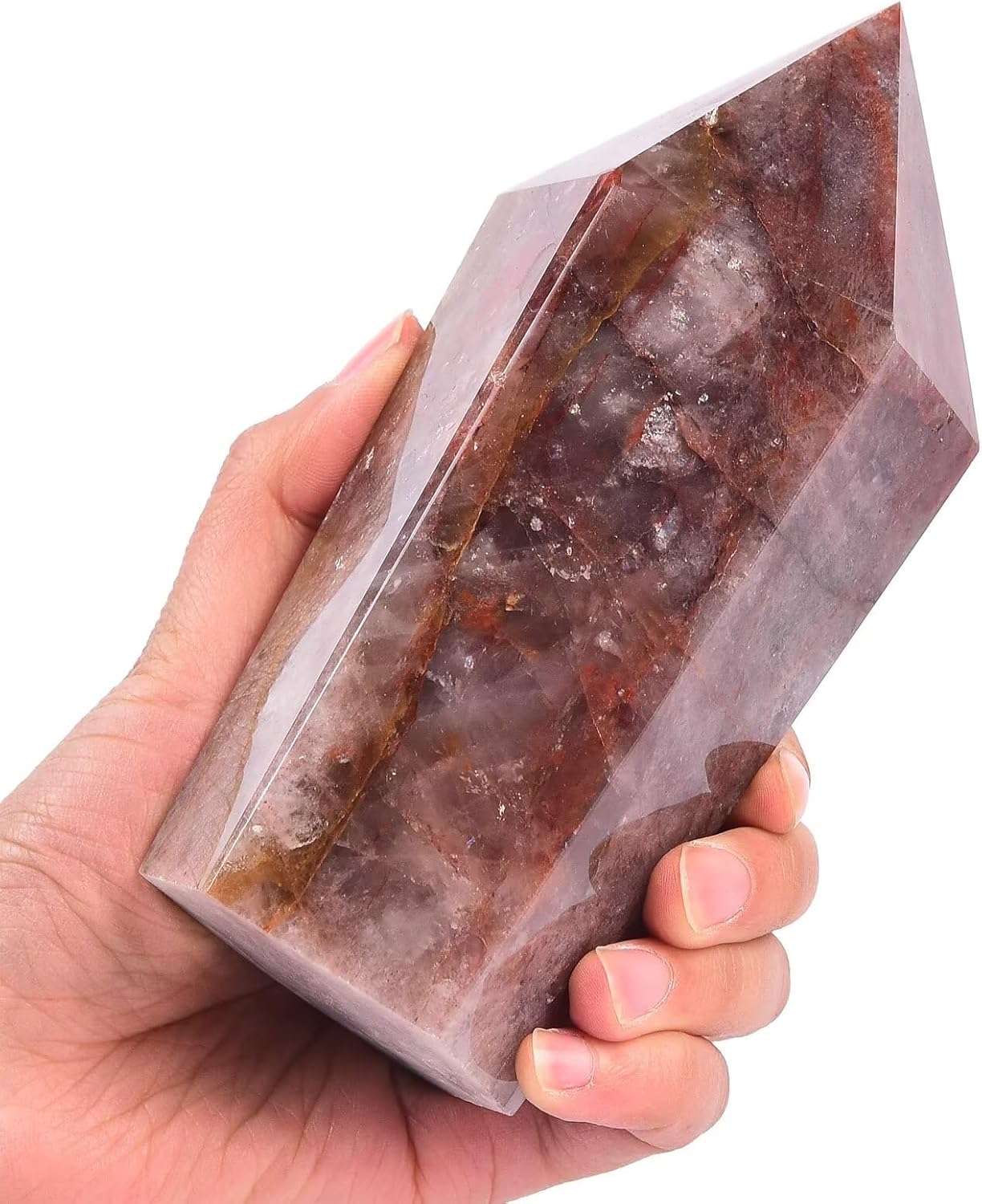 Red Hematoid Stone Tower Obelisk Large Healing Crystal Rock Point Wand Reiki Healing Meditation Stone 1.7-2.2 LBS