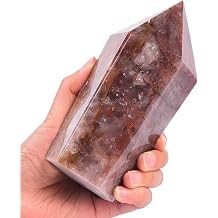 Red Hematoid Stone Tower Obelisk Large Healing Crystal Rock Point Wand Reiki Healing Meditation Stone 1.7-2.2 LBS