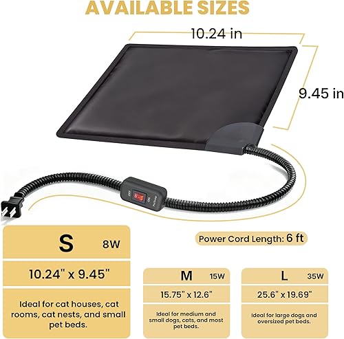 Miniatura 5 de Calentador de cama para gatos de 10 x 9.5 pulgadas, inserto de almohadilla térmica para interiores para gatos, gatitos y perros pequeños, convierte