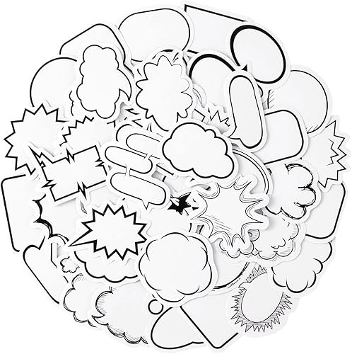 OIIKI 225 calcomanías de papel para caja de diálogo bonitas etiquetas en blanco calcomanías de papel de formas surtidas etiquetas adhesivas para