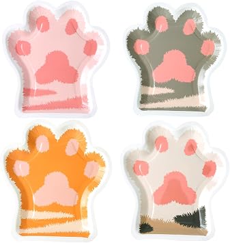 MaitianGuyou 40 Pcs Cats Paw Party Plates,Cat Theme Dinner Plates Disposable Plates arty Tableware Plates for for Birthday, Baby Shower, Super Kitties Themed Party Supplies