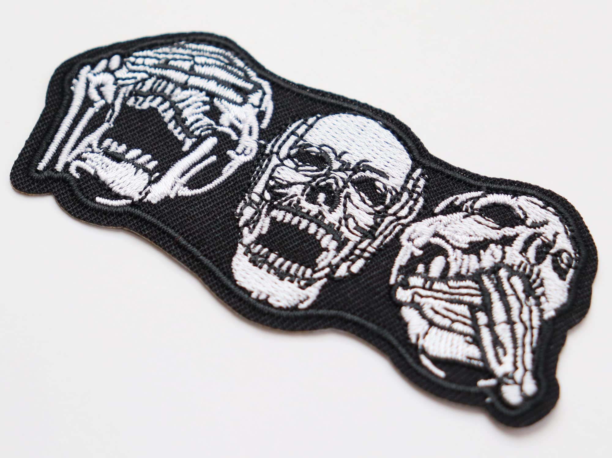 Amazon.co.jp: ワッペン ドクロの見ざる聞かざる言わざる アイロン接着