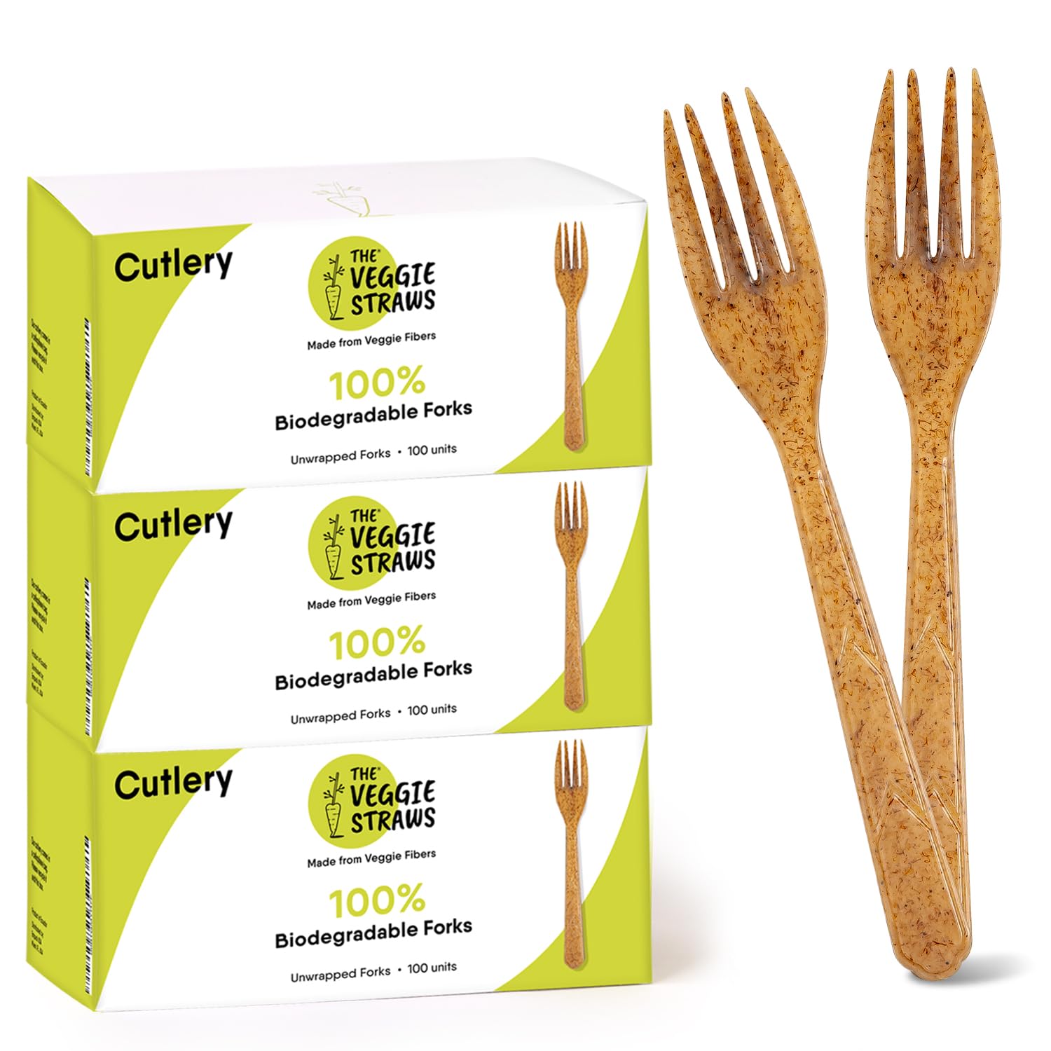 Premium Quality 100% Biodegradable Forks Made of Vegetable Fibers, 300 PCS of 6.7” Long Heavy-Duty and Splinter Free Eco-Friendly Forks, Perfect Sustainable Cutlery for All Types of Occasions