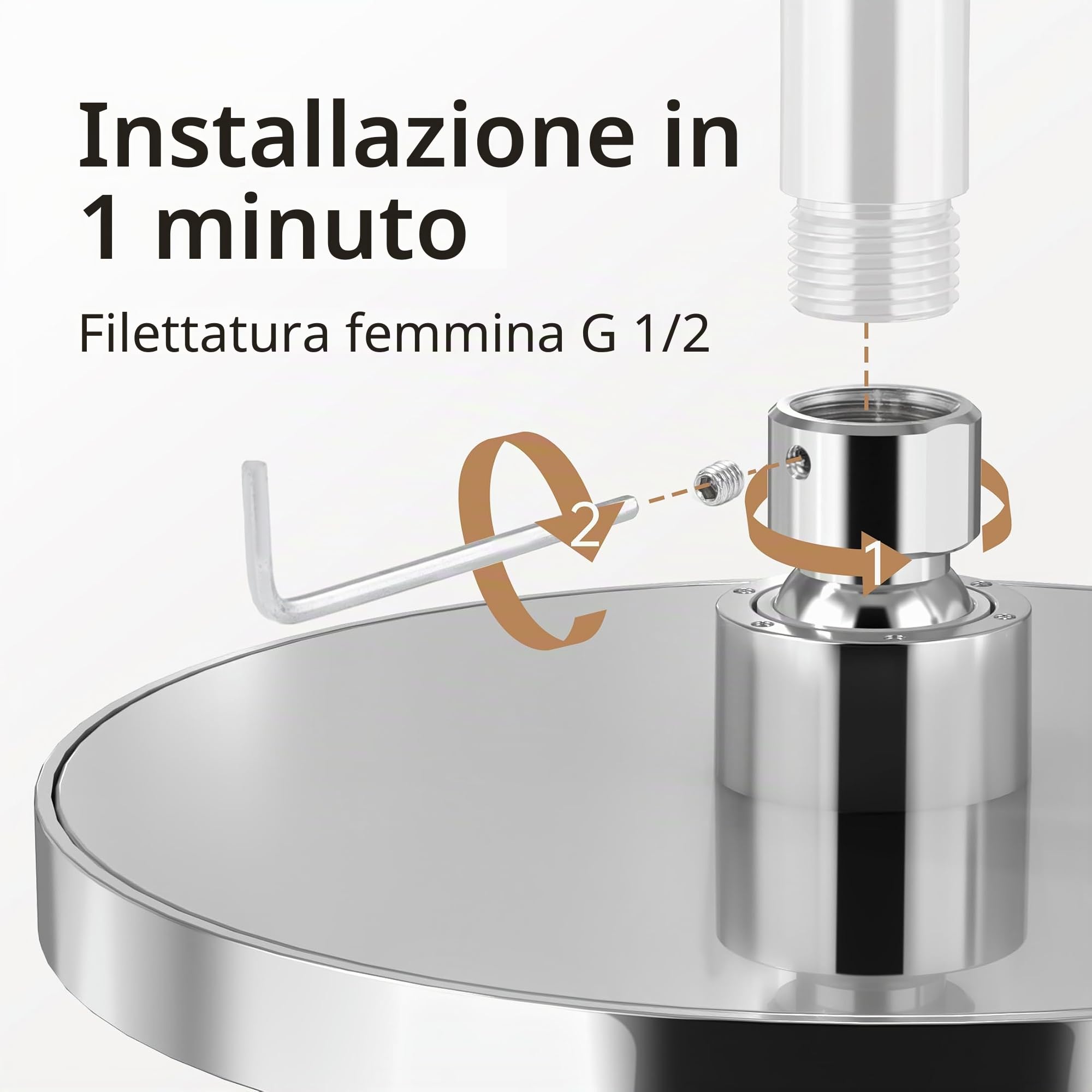 KES Doccia Soffione Grande Soffione Doccia Docce fisse Il giro Diametro 20CM (8 Pollici) Doccia a Pioggia Soffione Doccia Regolabile Cromata Lucida, J201S8-CH