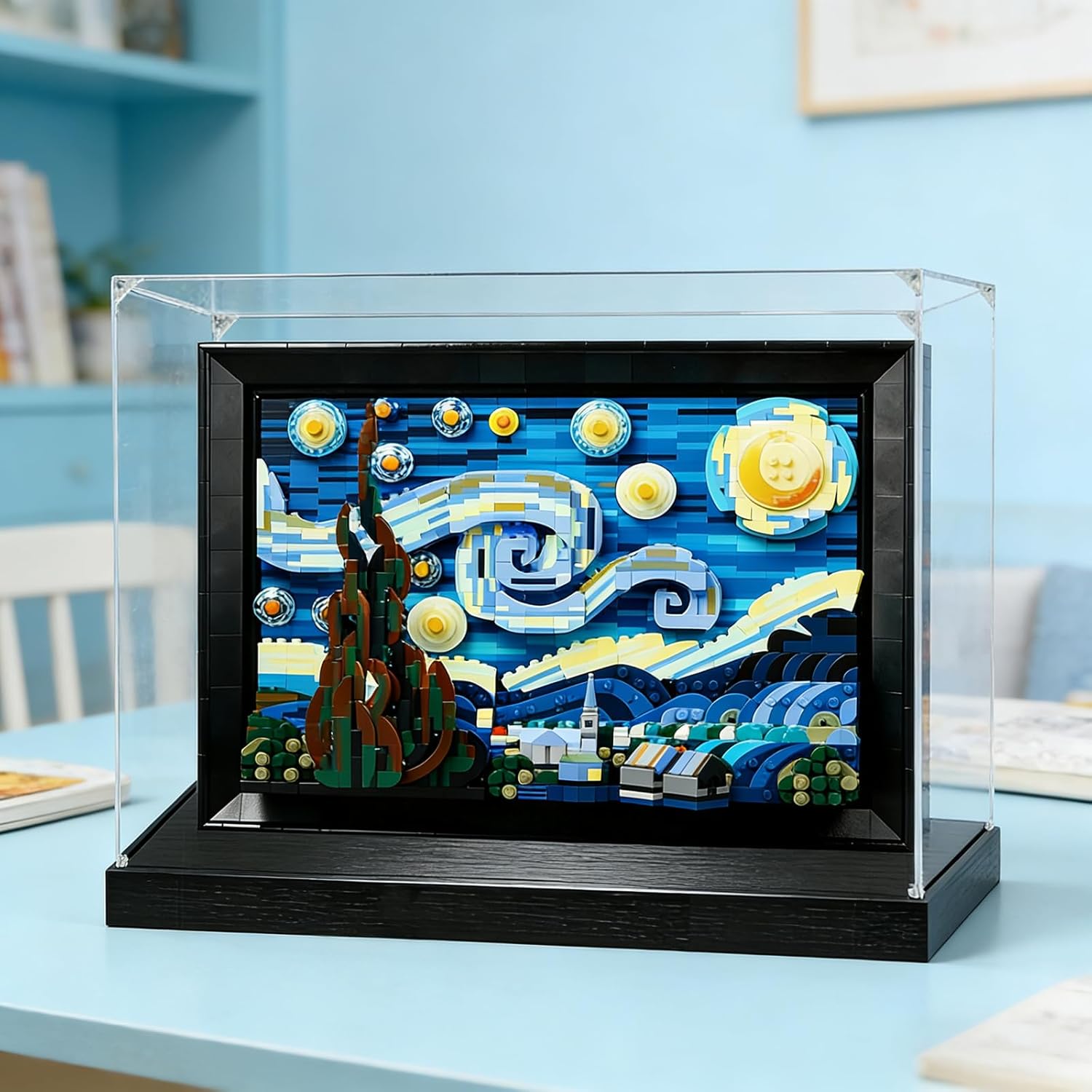 Dust Proof Acrylic Display Case for Lego 21333 Vincent Van Gogh - The Starry Night - Crystal Clear Acrylic Box with 0.8-Inch Elevated Base( Model Not Included)