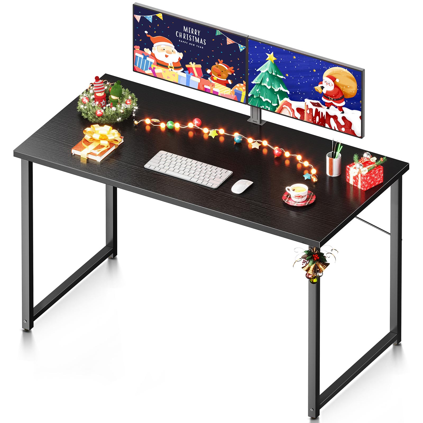 Photo 1 of Coleshome 48 Inch Computer Desk, Modern Simple Style Desk for Home Office, Study Student Writing Desk, Black 48 Inches Black