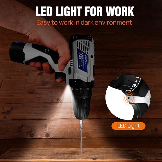 Taladro Inalámbrico ANSIMIDA 12V con 23 Accesorios, 2 Velocidades, Torque 45Nm miniatura 7