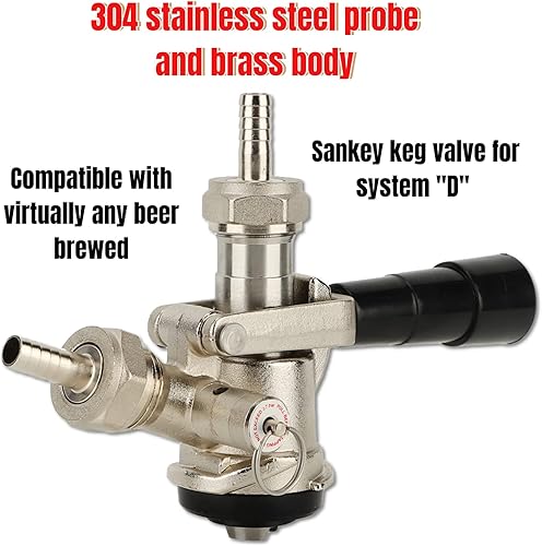 Miniatura 2 de Grifos de cerveza para barriles, grifo de cerveza con sistema D con válvula de alivio de presión de seguridad, sonda de acero inoxidable grifo de