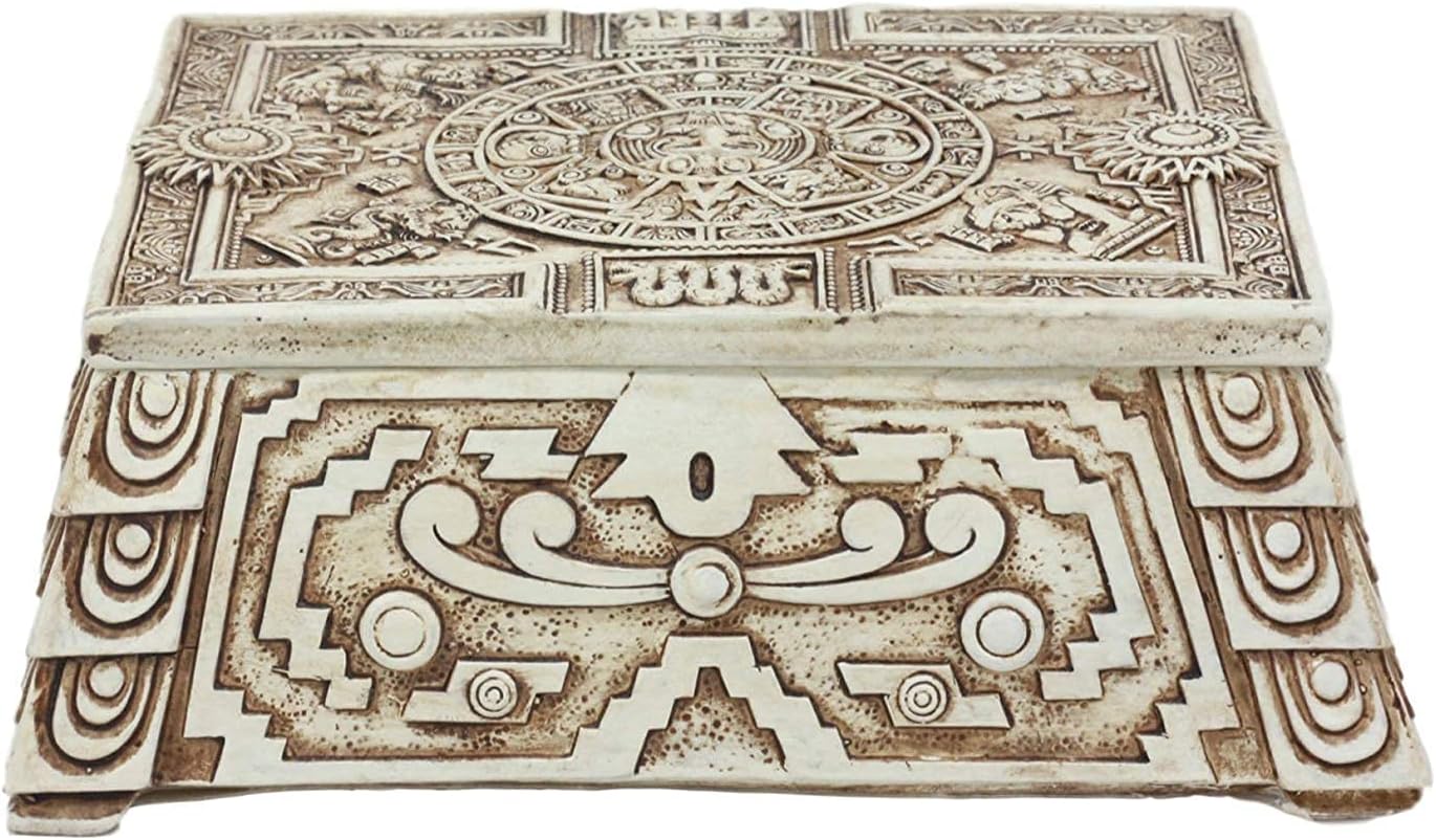 Ebros Mexica Aztec Maya Solar Sun Gods And Goddesses Mesoamerican Calendar Jewelry Treasure Trinket Box Figurine As Vanity Or Decorative Storage Decor For Mothers Dads Office Study Desk Organizer