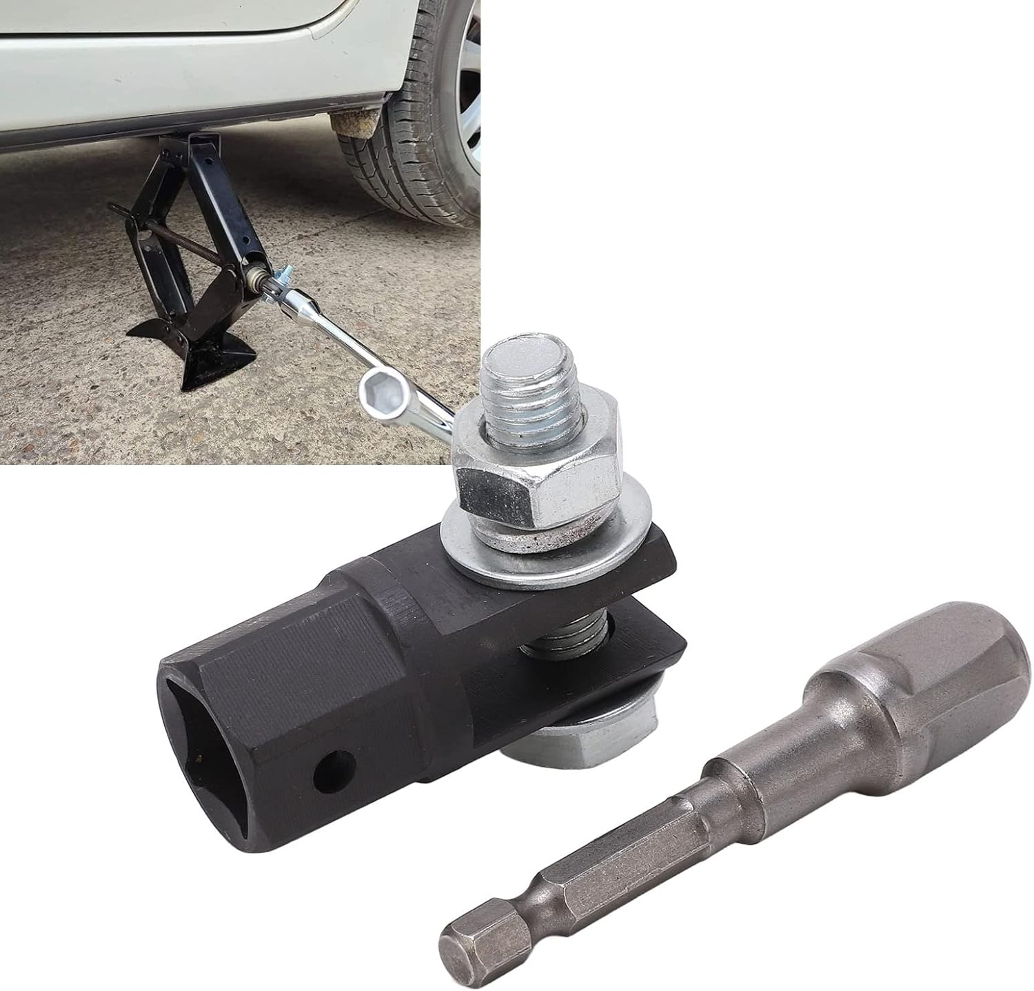 Scissor Jack Adapter, Jack Adapter with Impact Drill, 1/2in Metal