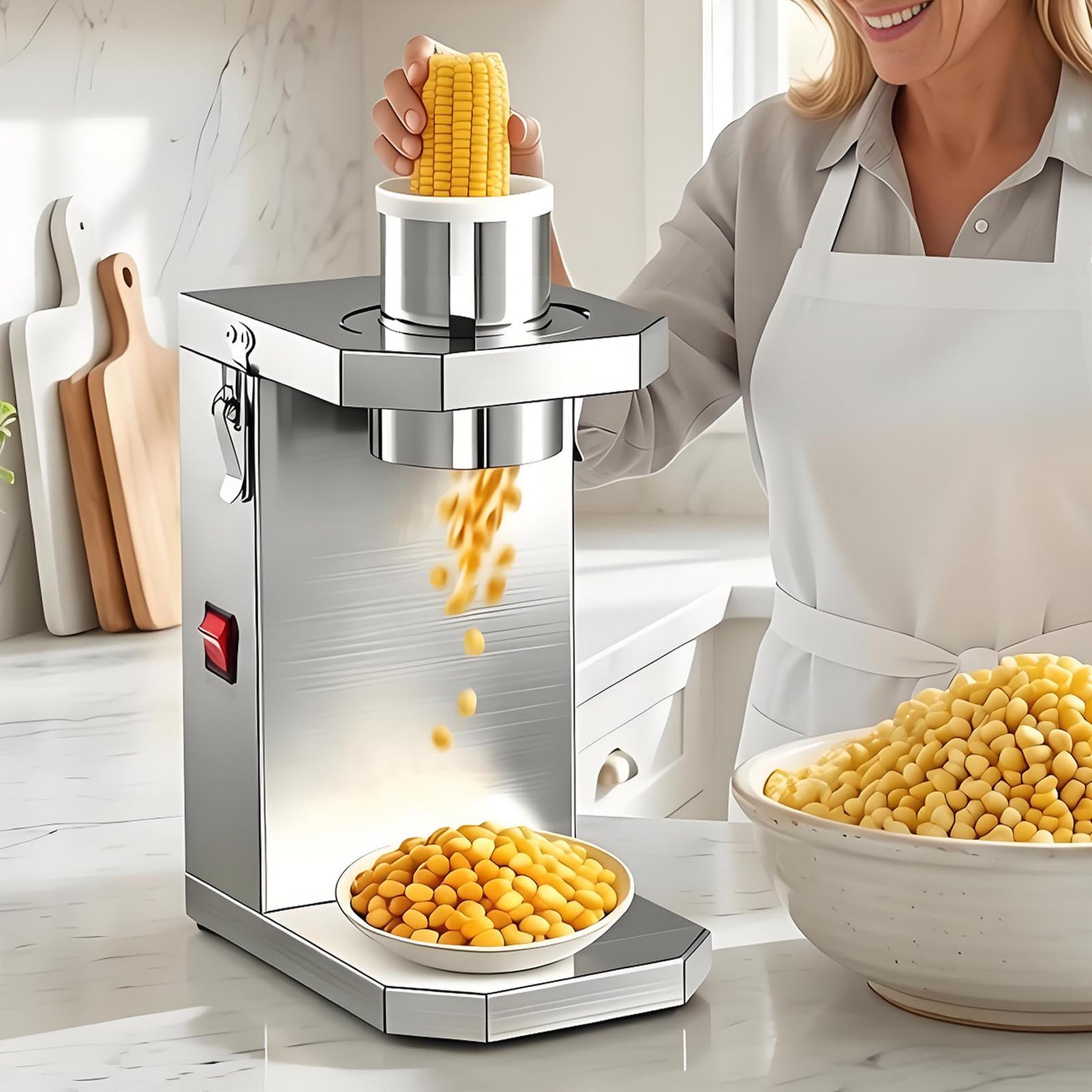 Trebbiatrice per Mais Automatica, Apertura Larga 6,5 ​​cm