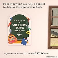 Vista 3 de Letrero de regreso a clases – Letrero de bienvenida personalizado de regreso a clases – Señal de hora de aprender para dar la bienvenida a