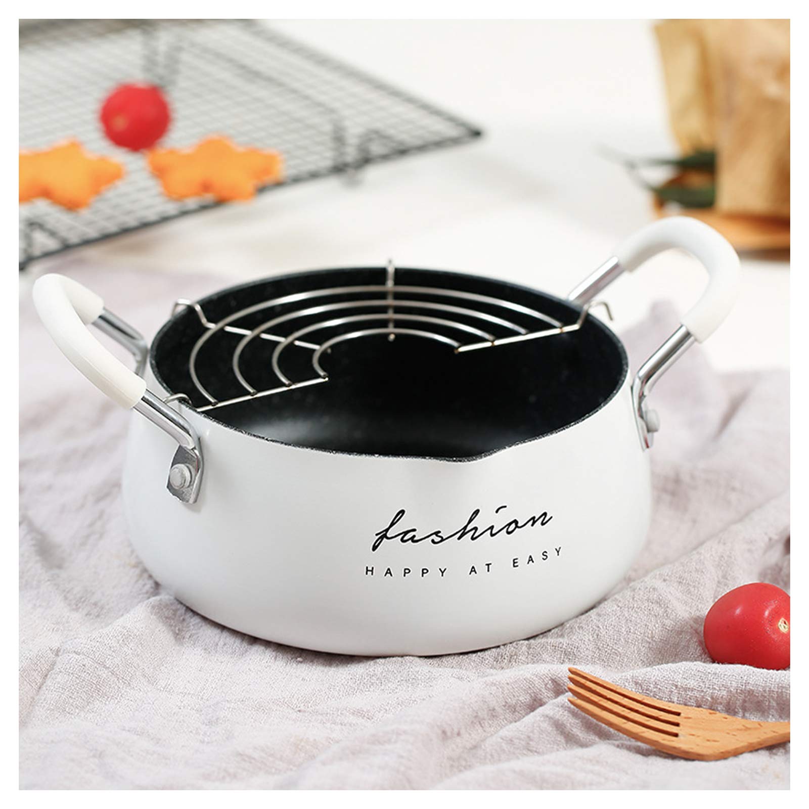 Friteuse japonaise tempura avec filtre de vidange et couvercle égouttoir 1,7L