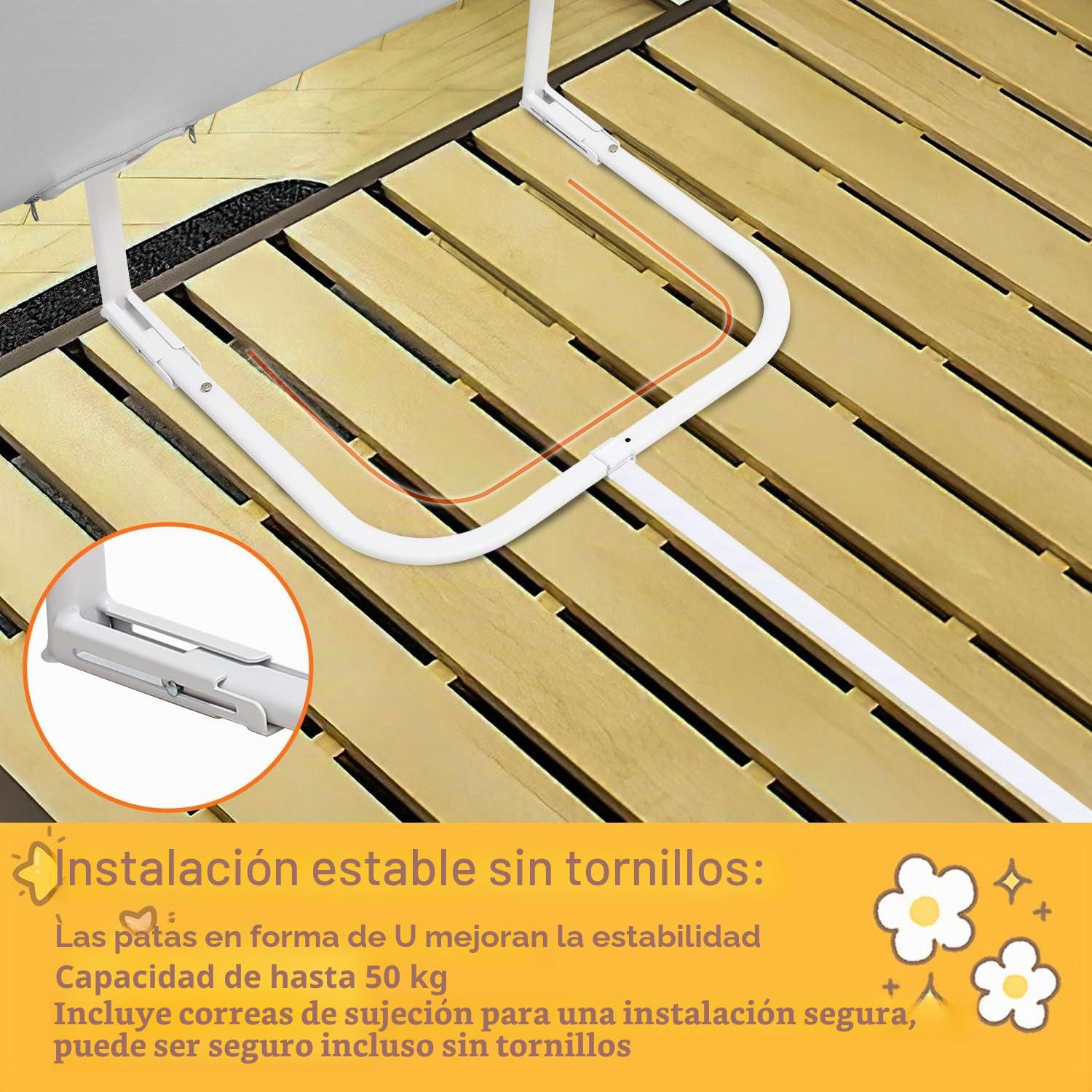 120CM Barrera de cama para Boxspring Plegable, protección contra caídas para cama infantil, barandilla de cama ajustable en altura, rápida instalación, barrera de cama para cuna infantil