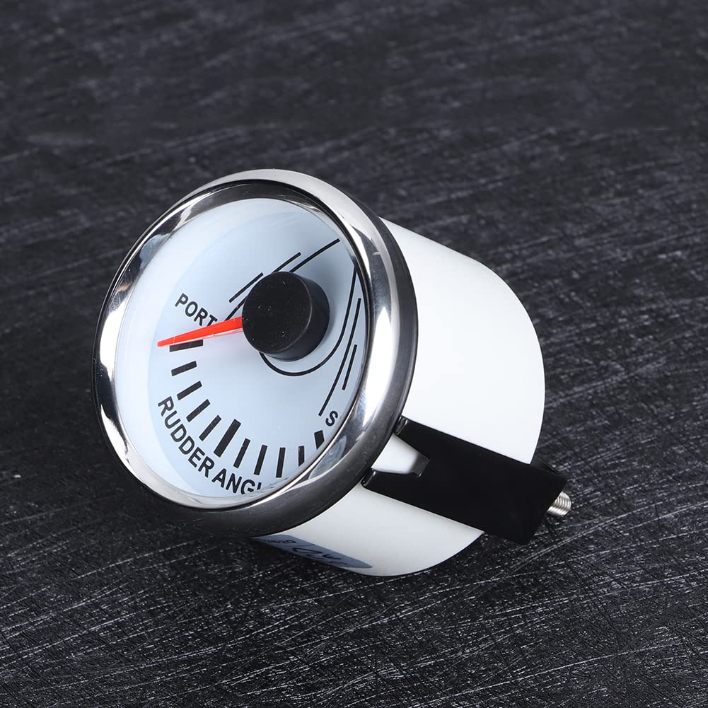 Indicador de ángulo de Timón de Barco 丨 Piezas de Repuesto de Barco/Yate Dioche Indicador de ángulo de Timón de Barco Universal de 52 Mm Señal de 0-190 Ohmios con Sensor de Timón Indicador de (Blanco)