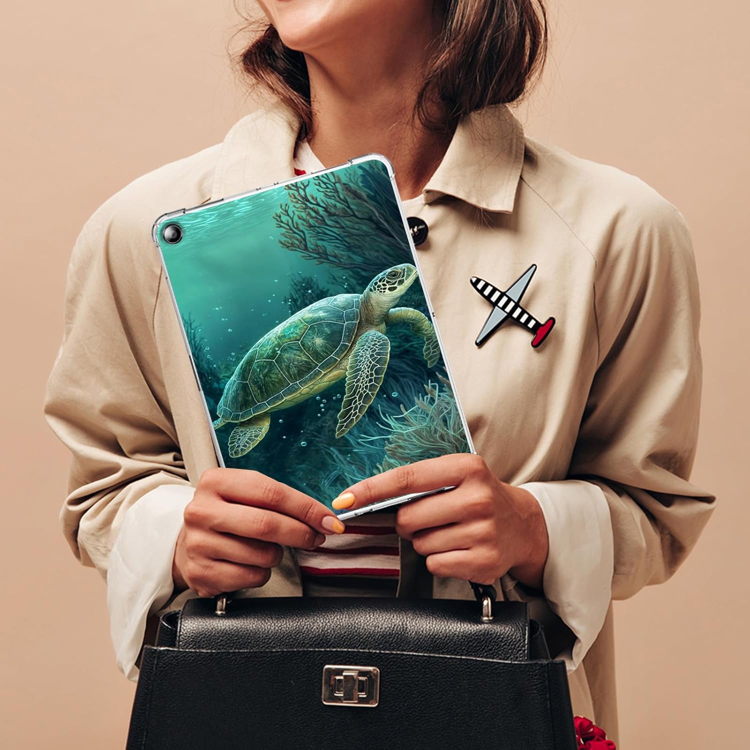 for iPad 10.2 Transparent Case (9th/8th/7th Gen, 2021/2020/2019), Slim Lightweight Shockproof Anti-Yellowing Clear Soft TPU Protective Cover for iPad 10.2 inch, Green Turtle