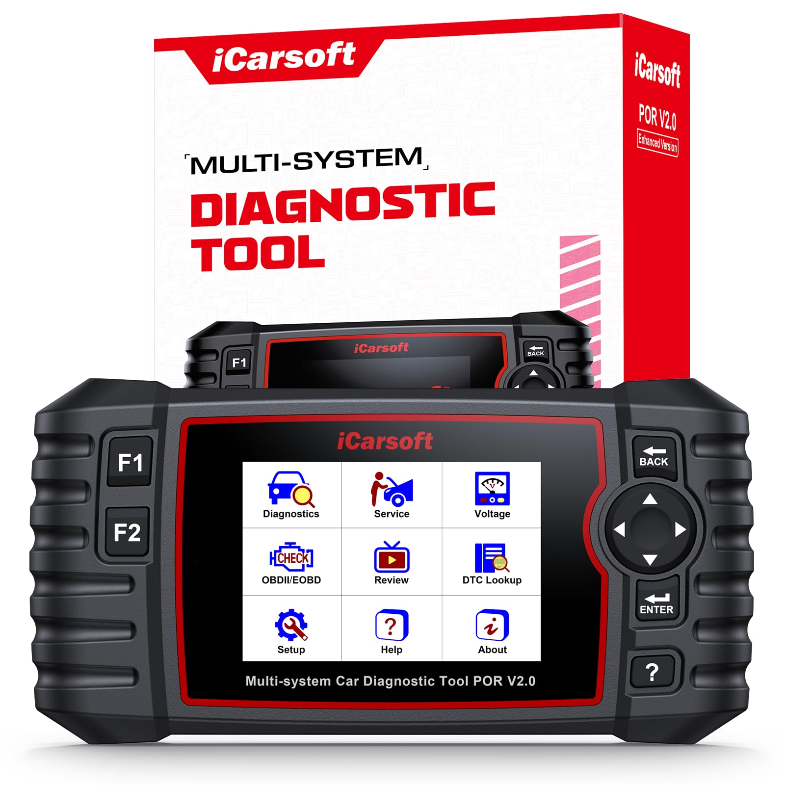 iCarsoft POR V2.0 Enhanced Version OBD2 Scanner for Porsche and for BMW, Full System Diagnostic Tool with 9 Services, OIL/TPMS/BMS/EPB/BLD/SAS/DP- F/ETC/INJ, Battery Test, Auto VIN, Lifetime Update