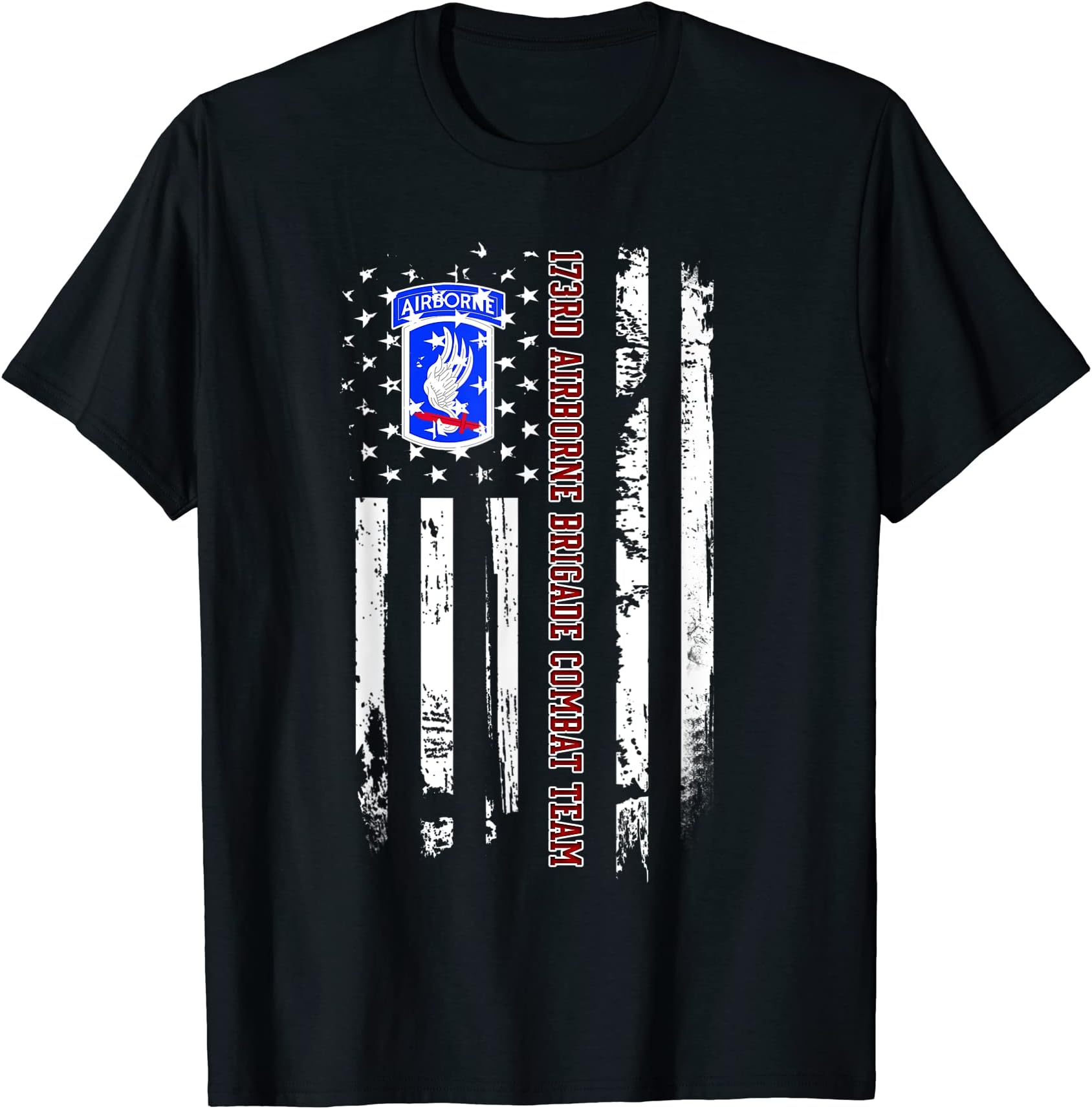 173rd Airborne Brigade Combat Team Veteran USA Flag Xmas T-Shirt