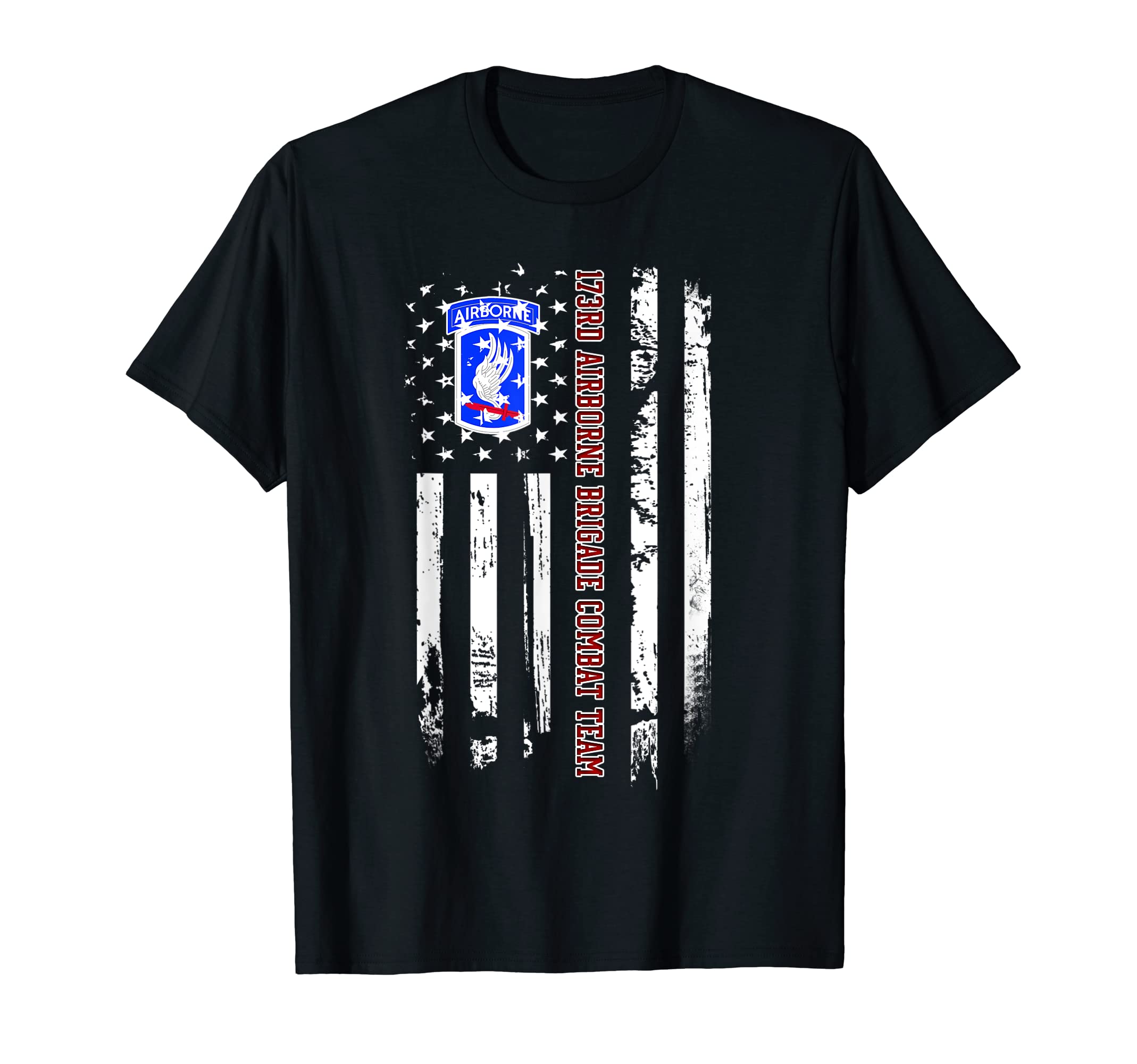 173rd Airborne Brigade Combat Team Veteran USA Flag Xmas T-Shirt