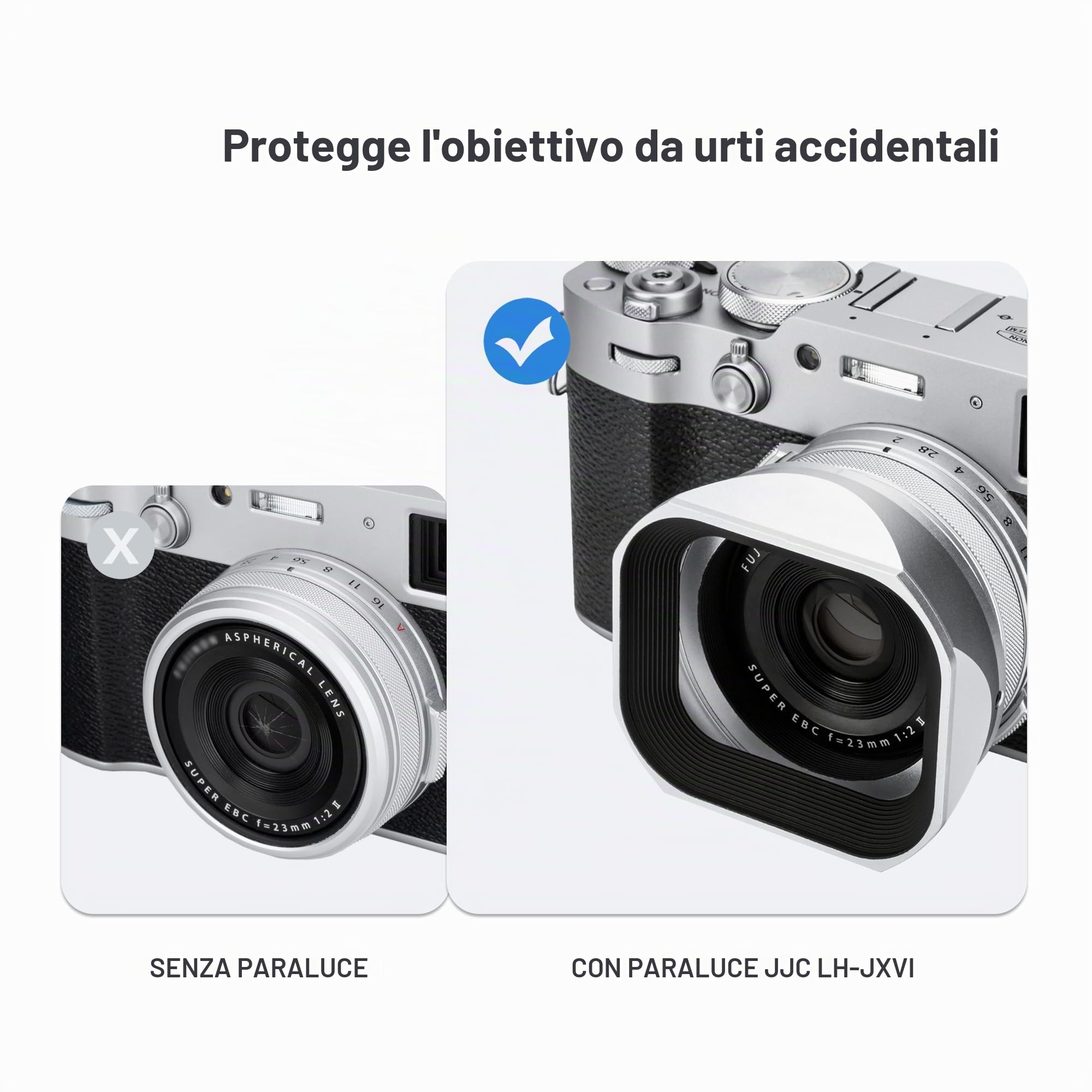 JJC Paraluce in alluminio con coperchio per fotocamere Fujifilm Fuji X100VI X100V X100F, sostituisce Fujifilm LH-X100, compatibile con filtri da 49 mm