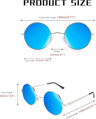 Miniatura 6 de FEISEDY Steampunk - Gafas de sol polarizadas redondas retro para mujeres y hombres, gafas de metal B2528, 47mm