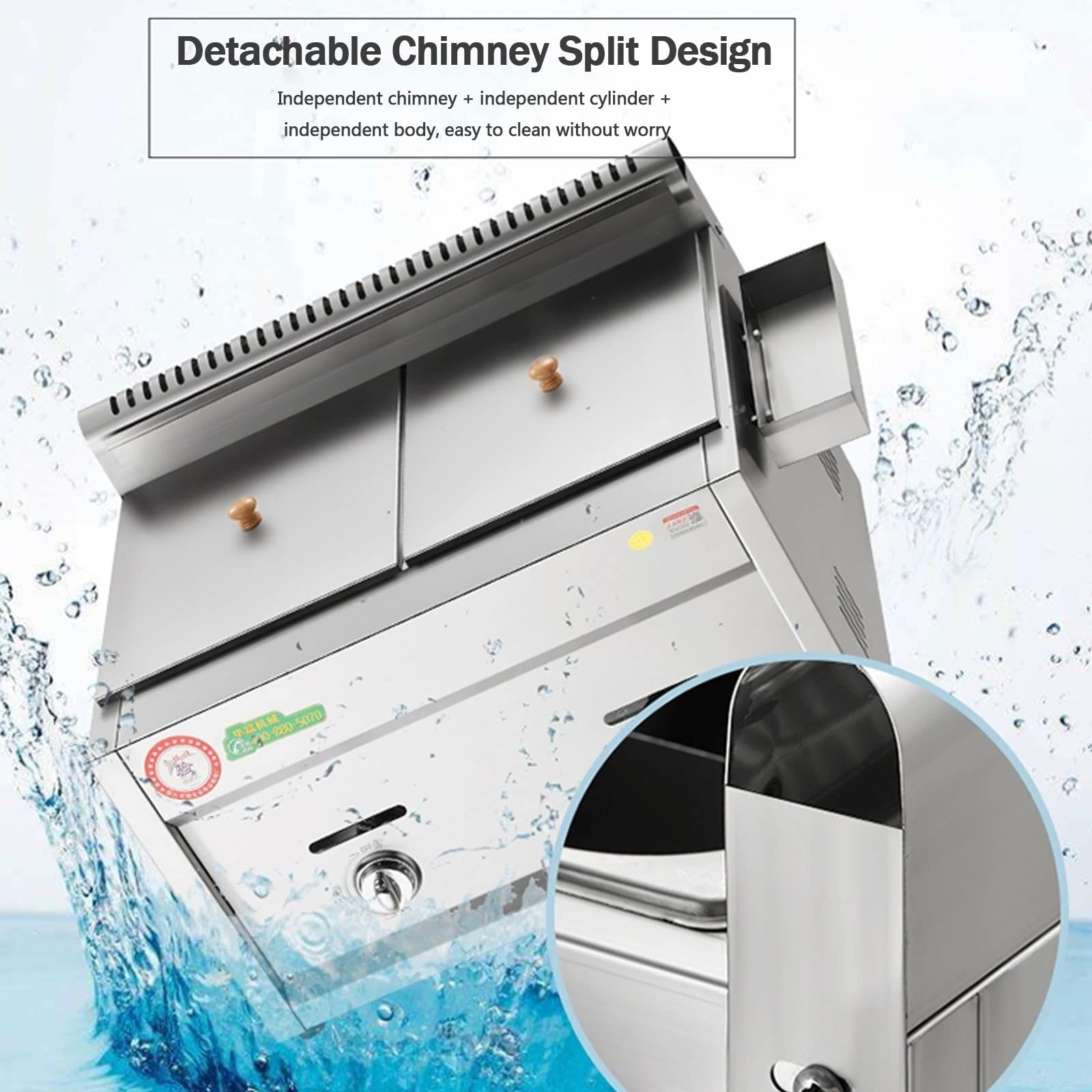 Friggitrice Professionale in Acciaio Inox con Cestello E Coperchio - Friggitrice A Gas di Grande capacità E Facile da Pulire per Uso Domestico E nei Ristoranti