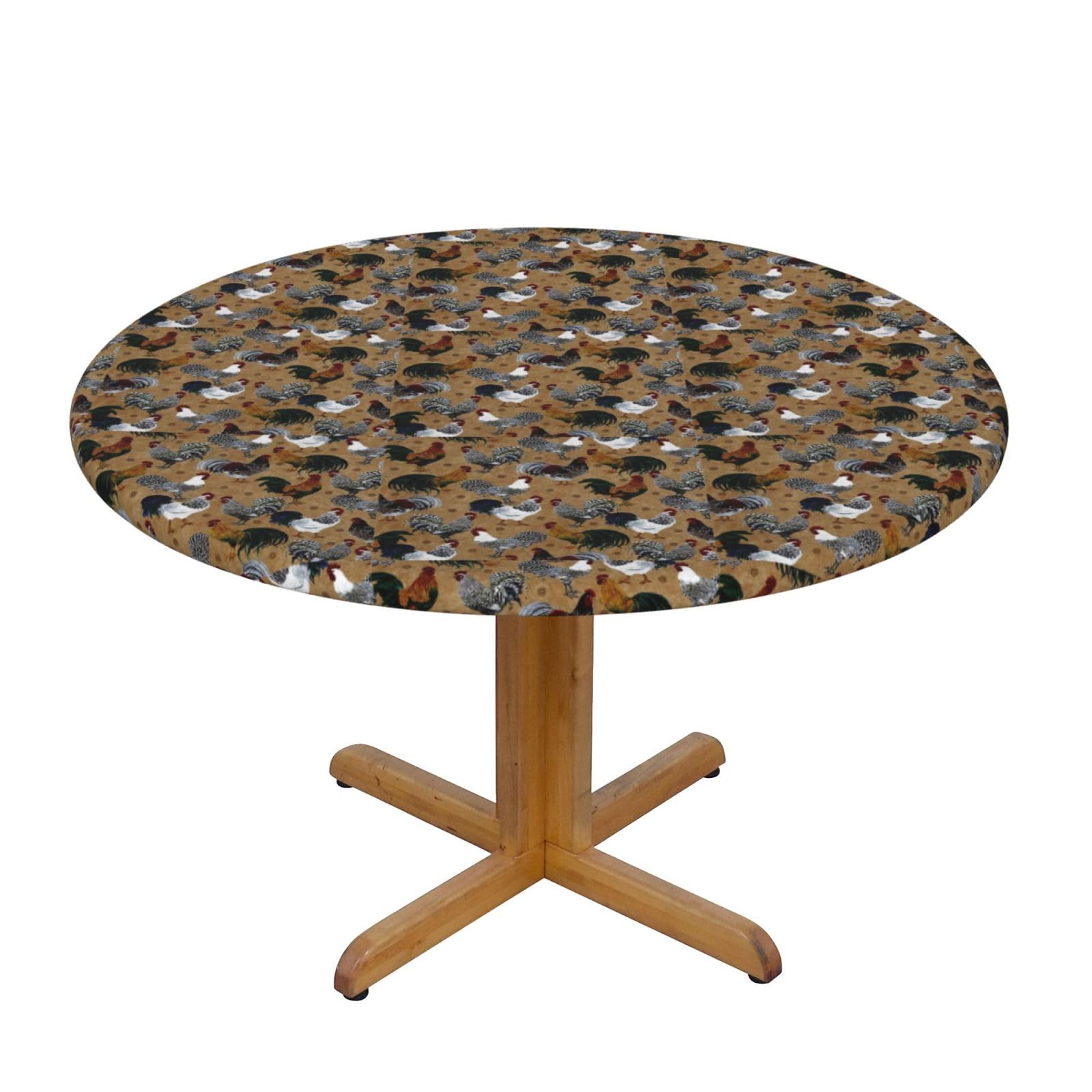 Ercgad Black Rooster And Chicken Print Print Round Tablecloth For Dining Room Wedding Party Outdoor Picnics Table Cover