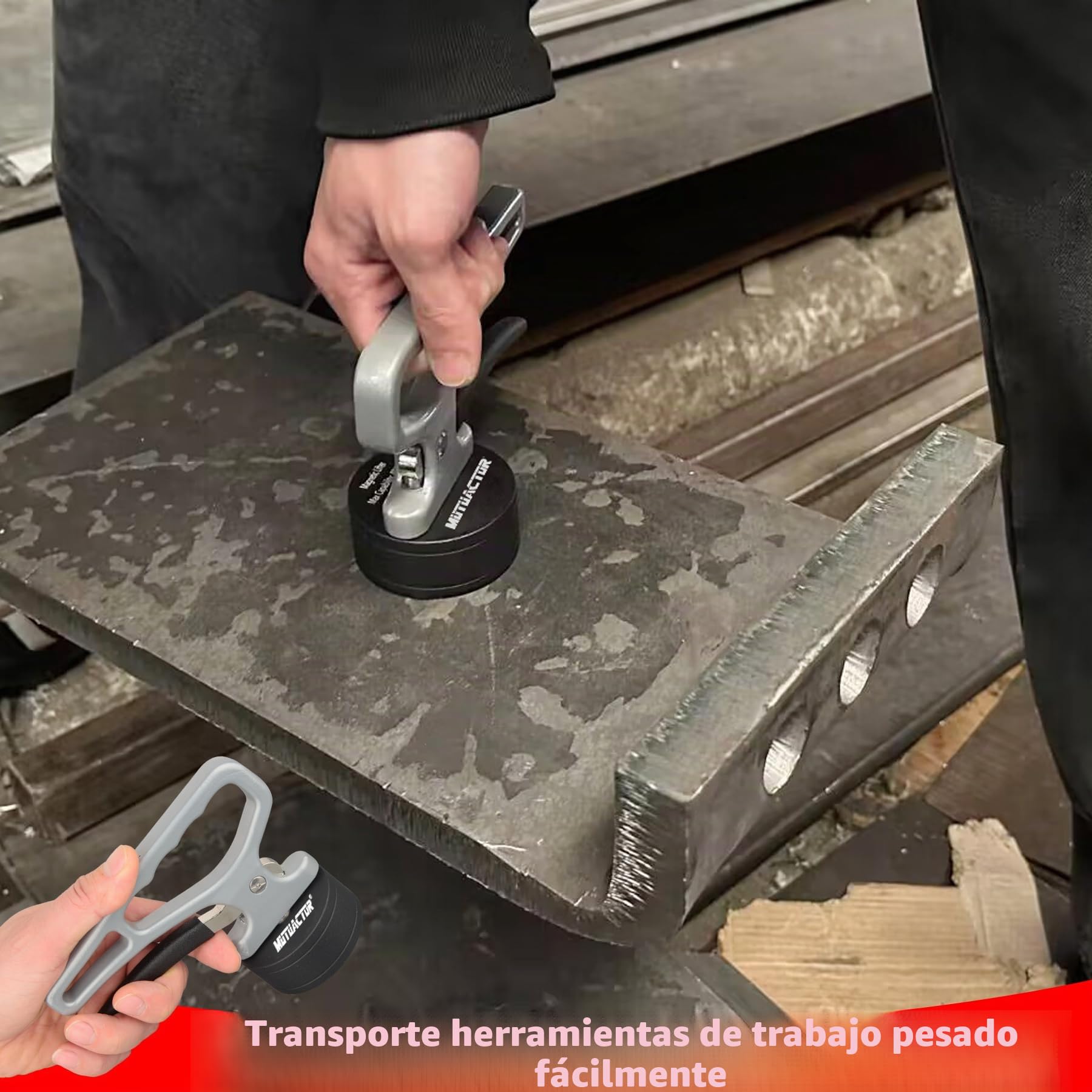 MUTUACTOR Soporte magnético de mano fuerte, imán de neodimio con mango, herramienta para objetos metálicos