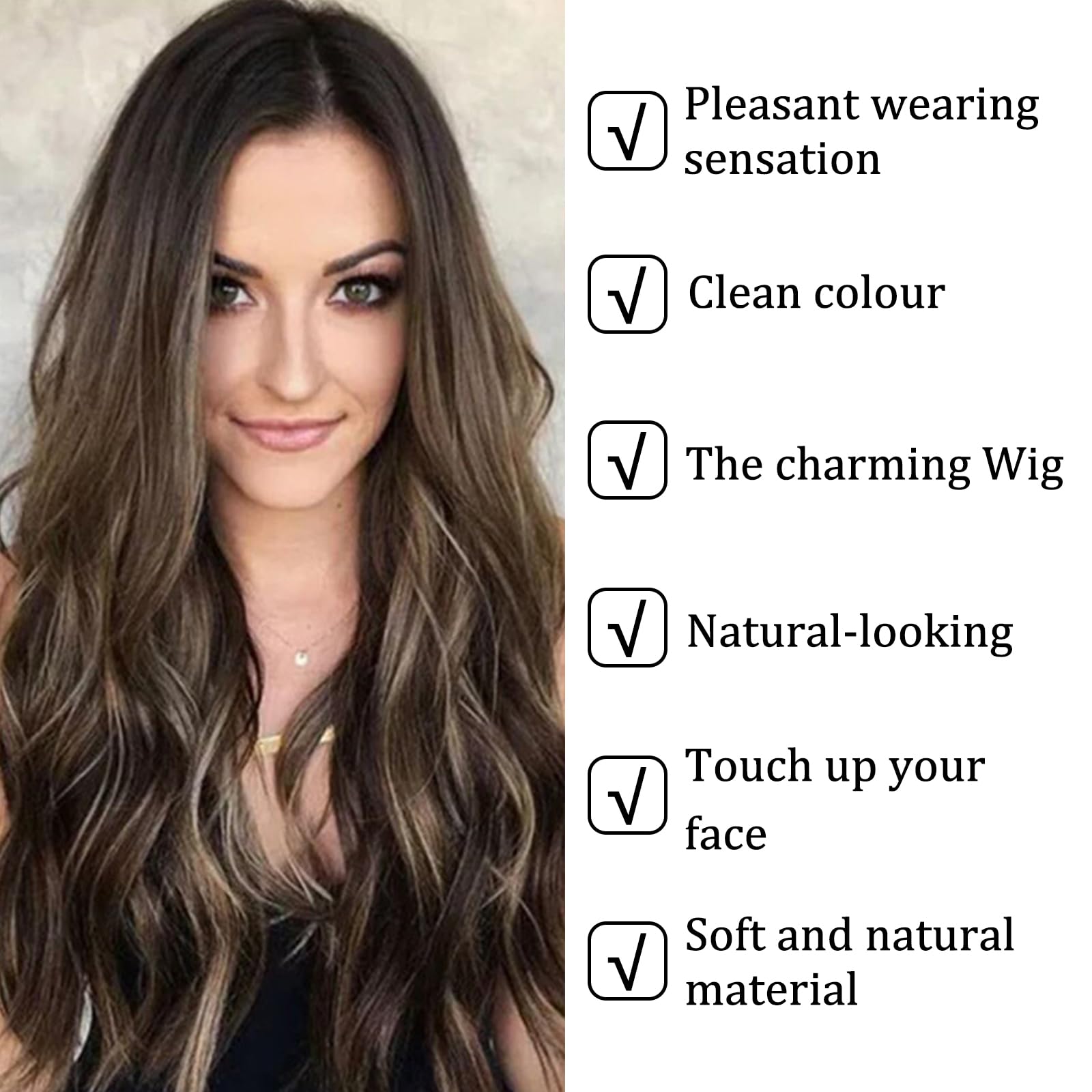 DKDDSSS Long Ombre Brown Wig for Women 24 Inch Natural Wavy Daily Hair - Image 2