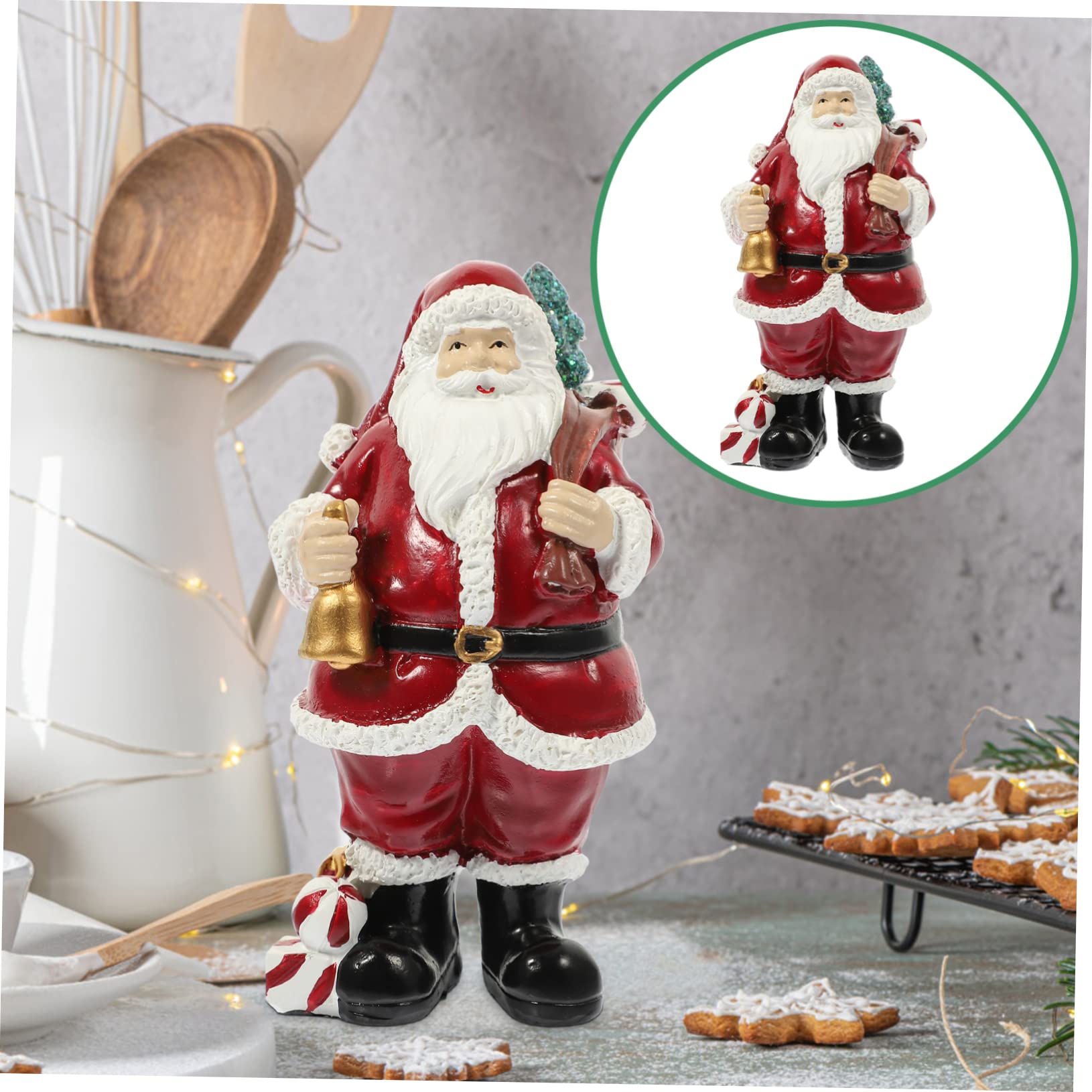 PRETYZOOM 2 Statuette Di Babbo Natale in Piedi in Resina Artigianali Per Ufficio E Scrivania