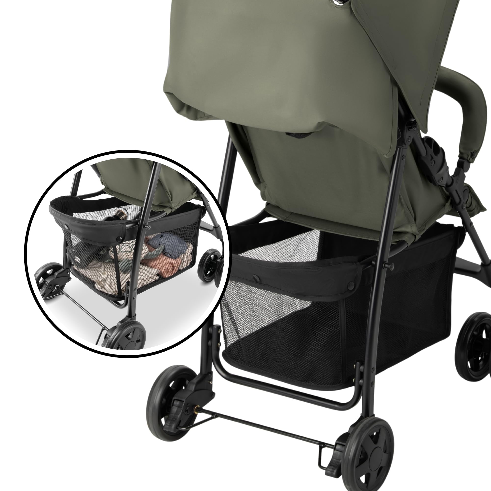 hauck Poussette Compacte Citadine Sport - Ultra Légère Seulement 5,9 kg, Pliable et Inclinable, Jusqu'à 15 kg, Capote Pare-Soleil, Grand Panier 3 kg, Olive