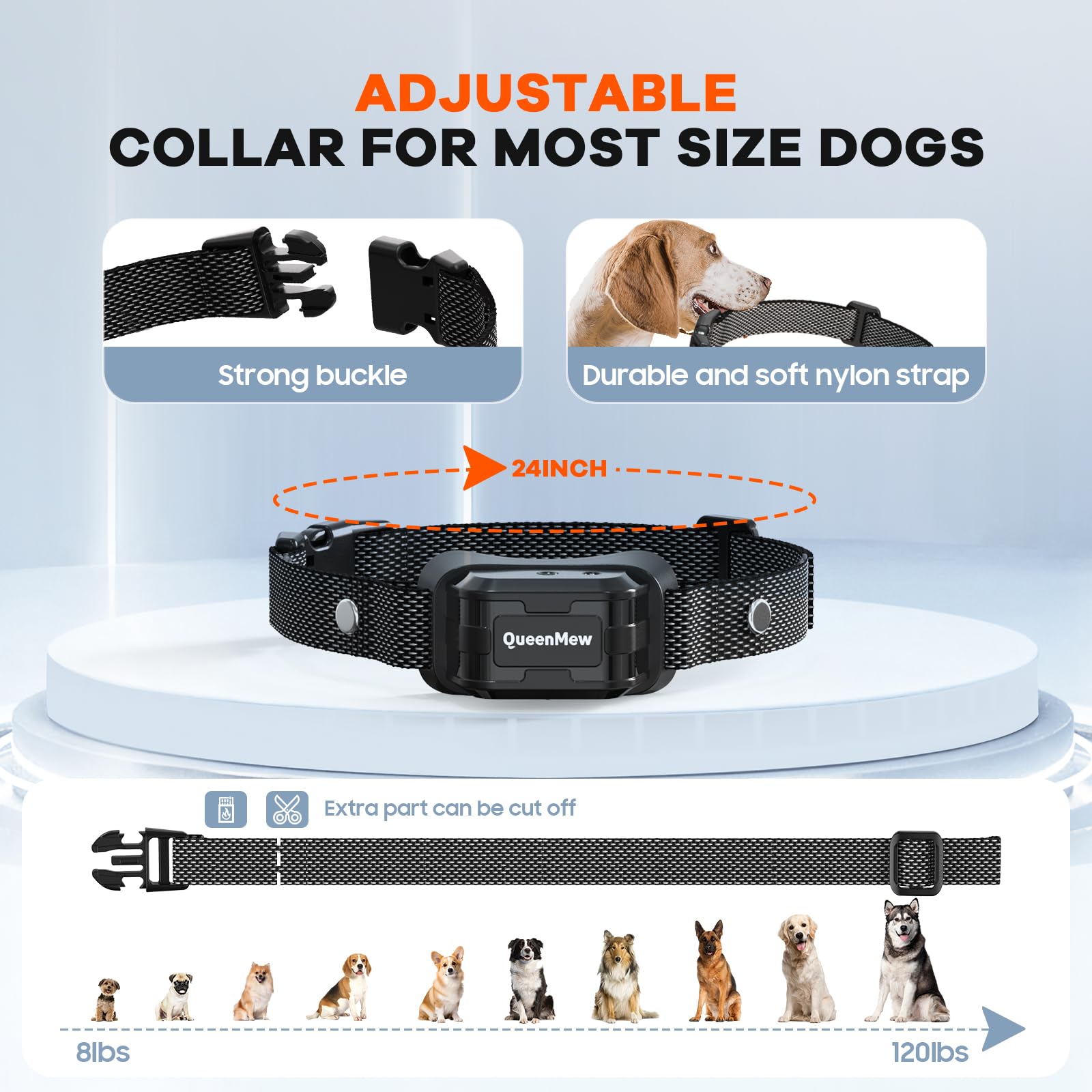 Collare Antiabbaio per Cani, Collare Antiabbaio a Spruzzo con 3 Livelli di Sensibilità e Spruzzo Regolabili, CollareAntiabbaio per Cani alla Citronella Impermeabile e Ricaricabile con 2 Cinturini