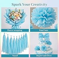 Vista 7 de Shindel 120 hojas de papel de seda azul, papel de seda azul claro de 20 x 14 pulgadas para bolsas de regalo, Navidad, cumpleaños, boda, baby shower