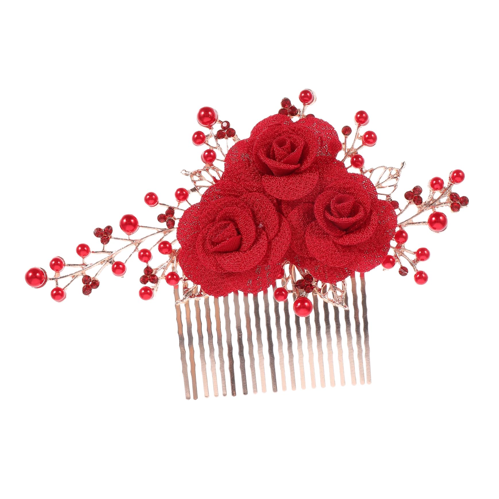 FRCOLOR Haarkamm Mit Rose 4 Rote Haarstecker Haarschmuck Für Bräute Haarkamm Haarkämme Für Accessoires Kopfschmuck Braut Haarschmuck Roter