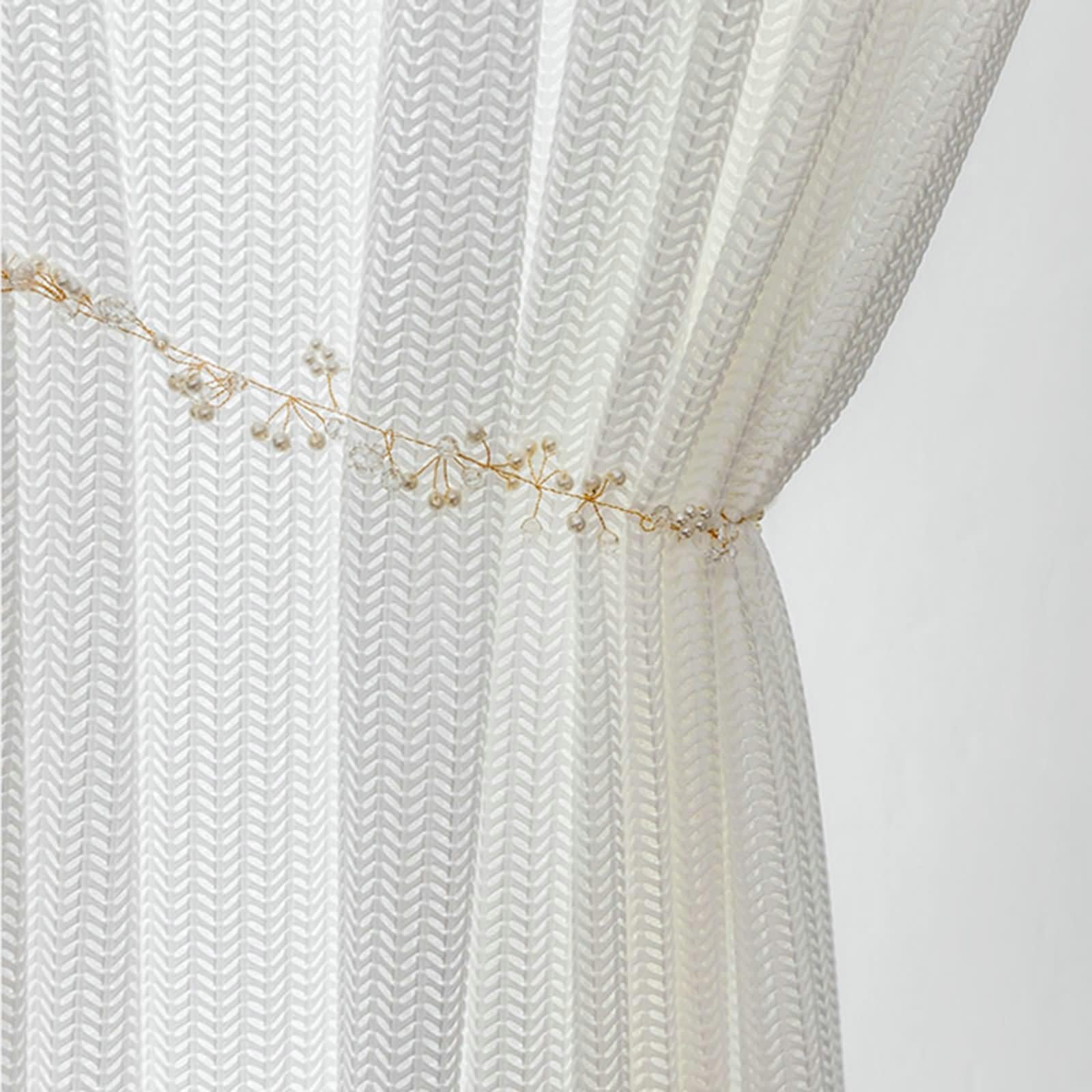 Weiß Vorhänge Polyester 214 Höhe mit Haken, Einfarbig Voile Vorhänge 2er Set für Wohnzimmer, H214 x B132 cm