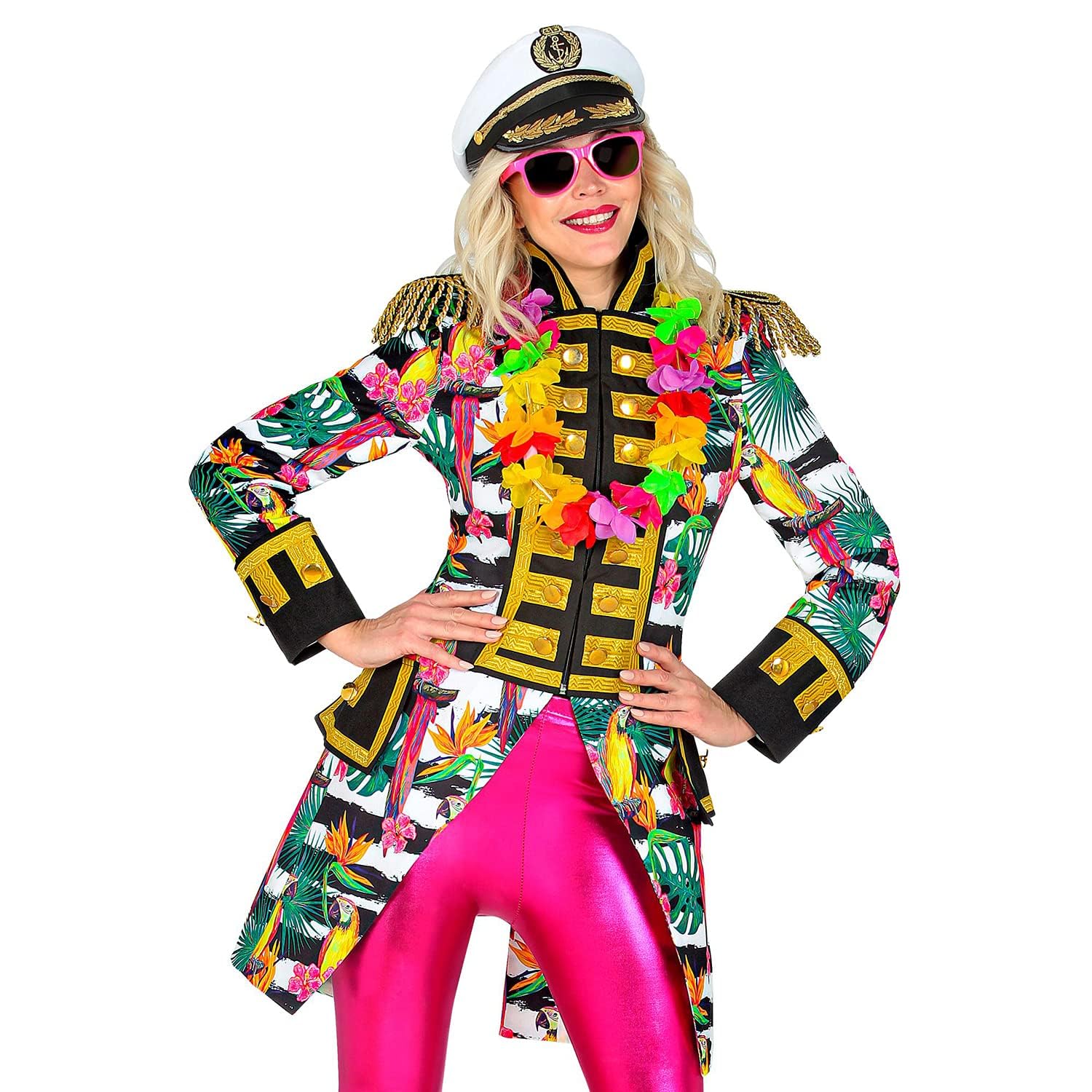 Widmann - Hawaiian Parade Dress for Women Guard Uniform Flowers Palm Leaves Circus Director Costume Carnival Theme Party