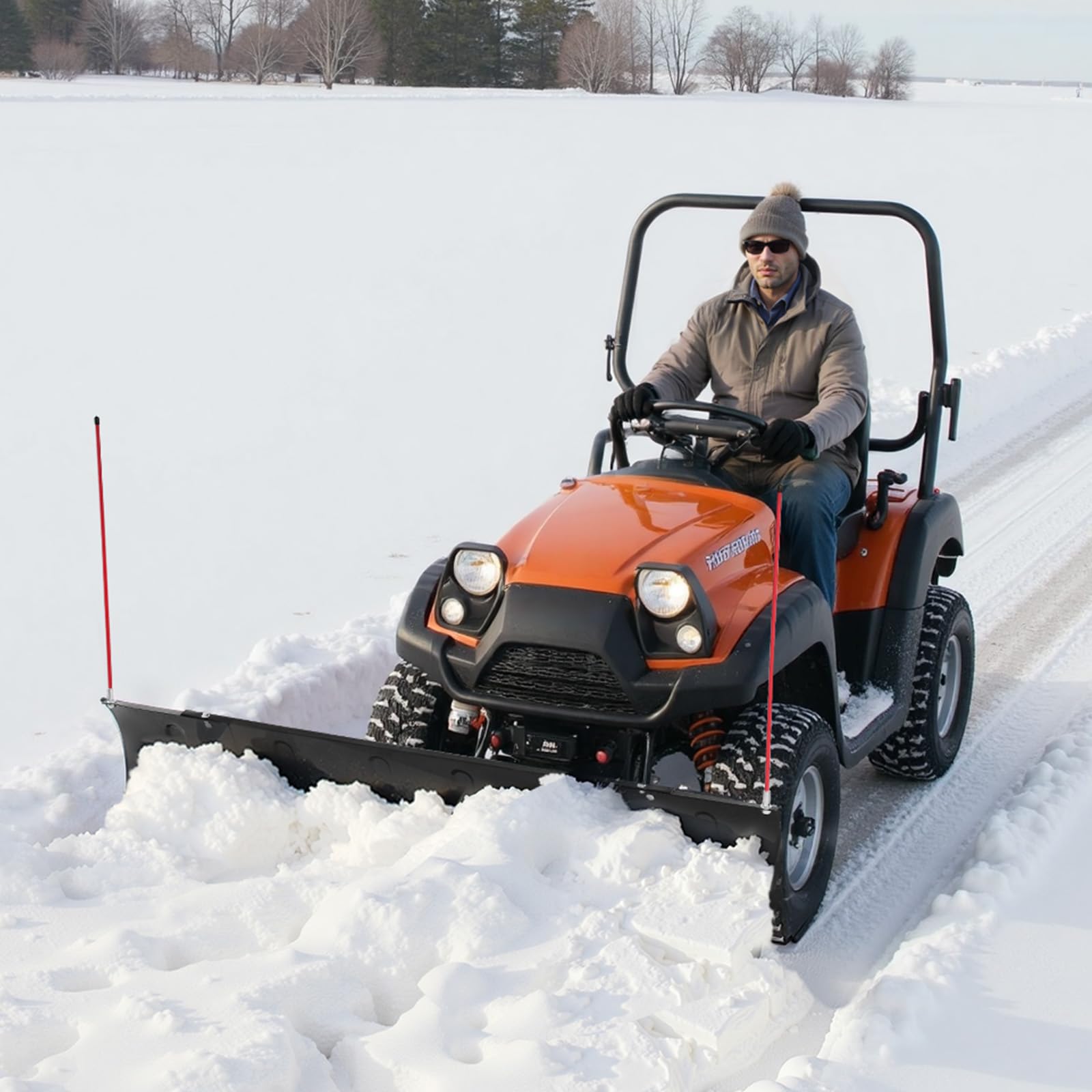 VEVOR Schneeschild, 109/182cm Schneepflug-Set, leicht abnehmbar, universell montierbarer Schneeschieber mit Gummiklappen, Stahlklinge, Räumschild kompatibel mit den meisten UTVs & ATVs