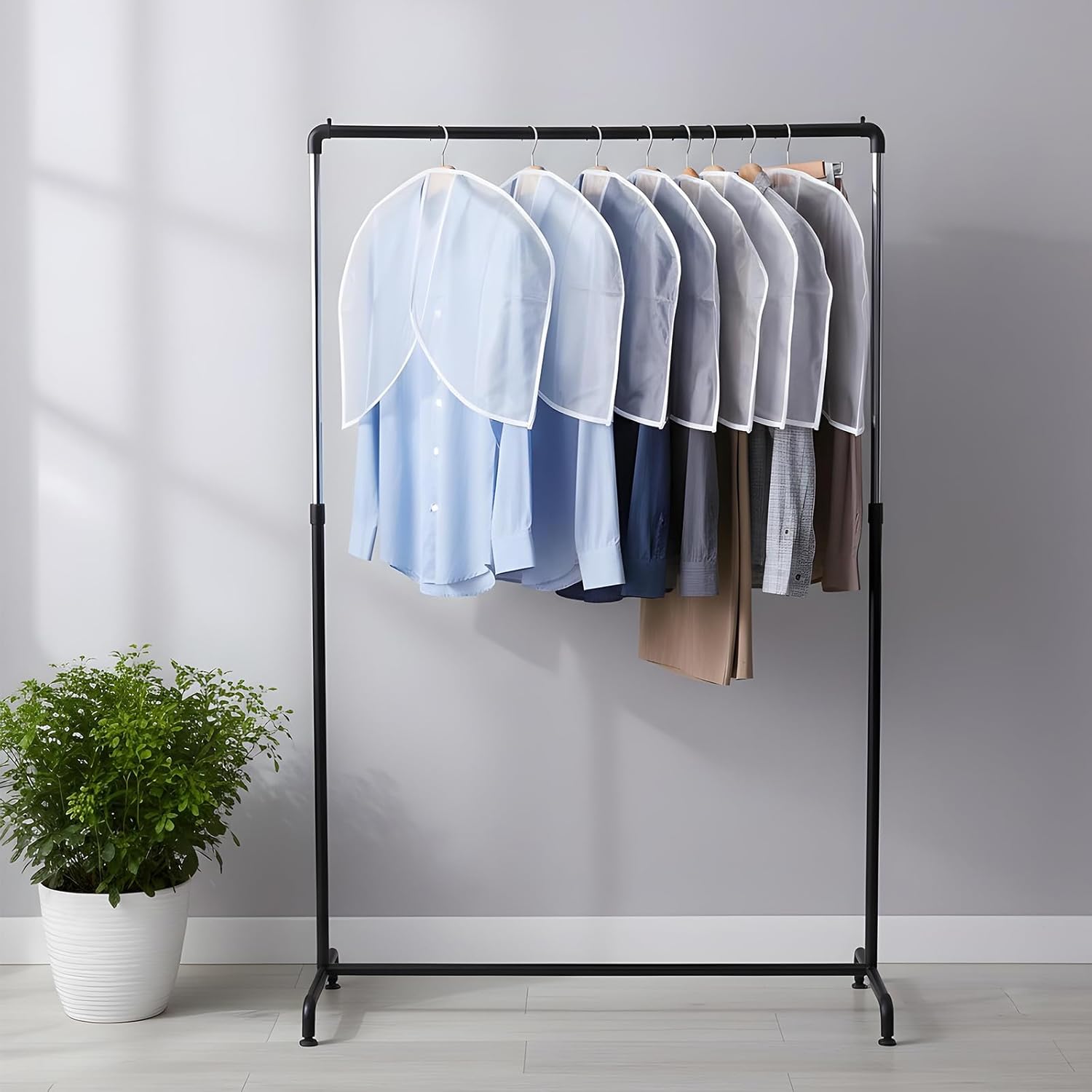 30 PCS Premium Garment Shoulder Covers – Heavy-Duty Translucent Dust Protectors for Suits, Coats, Dresses | 24.4" x 17.7" Closet Organizers with Reinforced Hanger Openings (PVC)