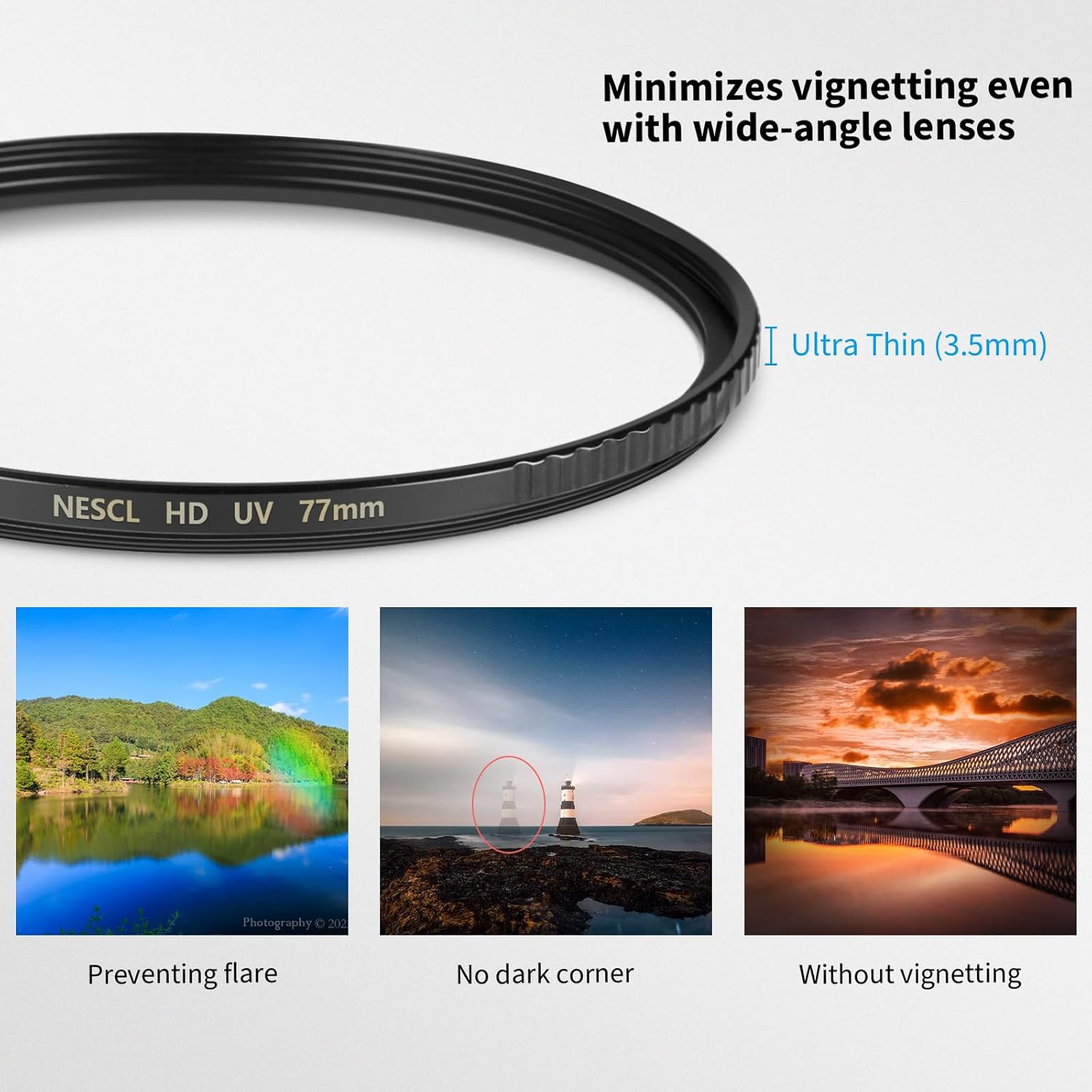 77mm UV Protection Filter 30 Multi-Layer Coatings HD Optical Glass/Ultra-Slim Brass Frame/Low Reflection/Scratch Resistant Ultraviolet UV Filter for 77mm Camera Lens