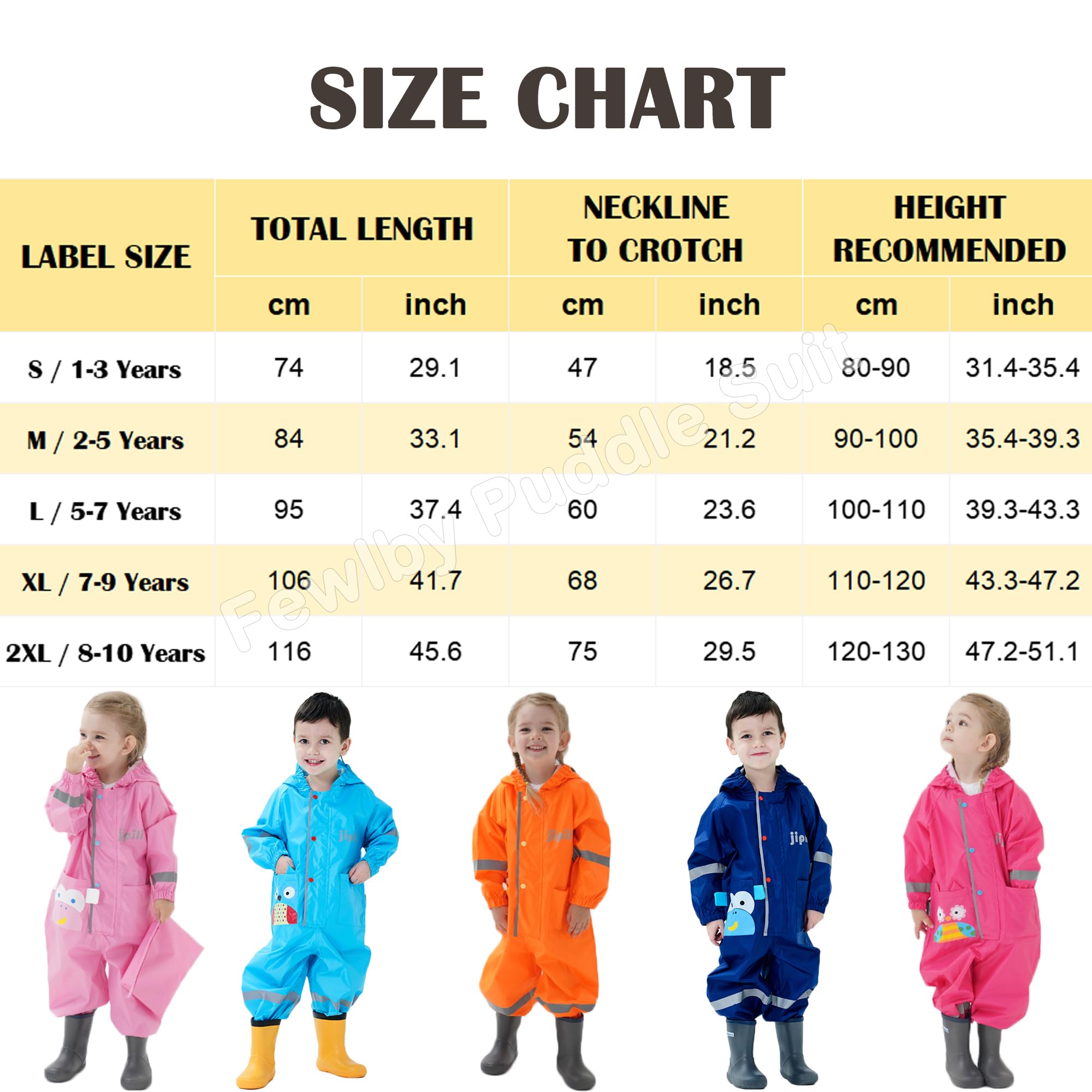 Combinaison de Pluie Enfant, Imperméable Garçon Fille Manteau de Pluie Veste à Capuche Poncho Léger Animal Imprimé Rayure Réfléchissante Outdoor Imperméables 1-10 Ans