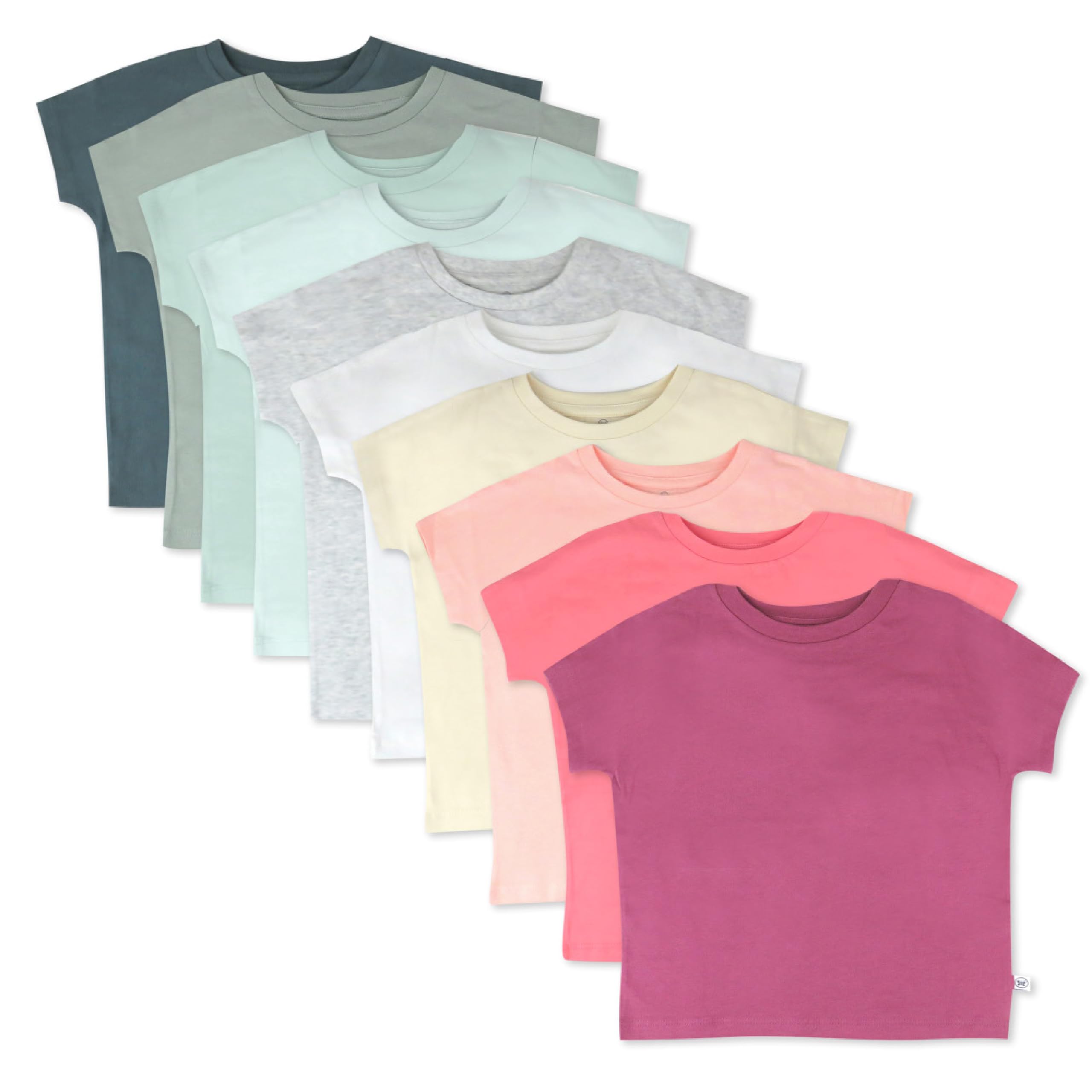 HonestBaby Unisex-Baby 5-Pack Short Sleeve T-Shirts 100 Organic Cotton Baby Toddler Little Kid Boy Girl Unisex